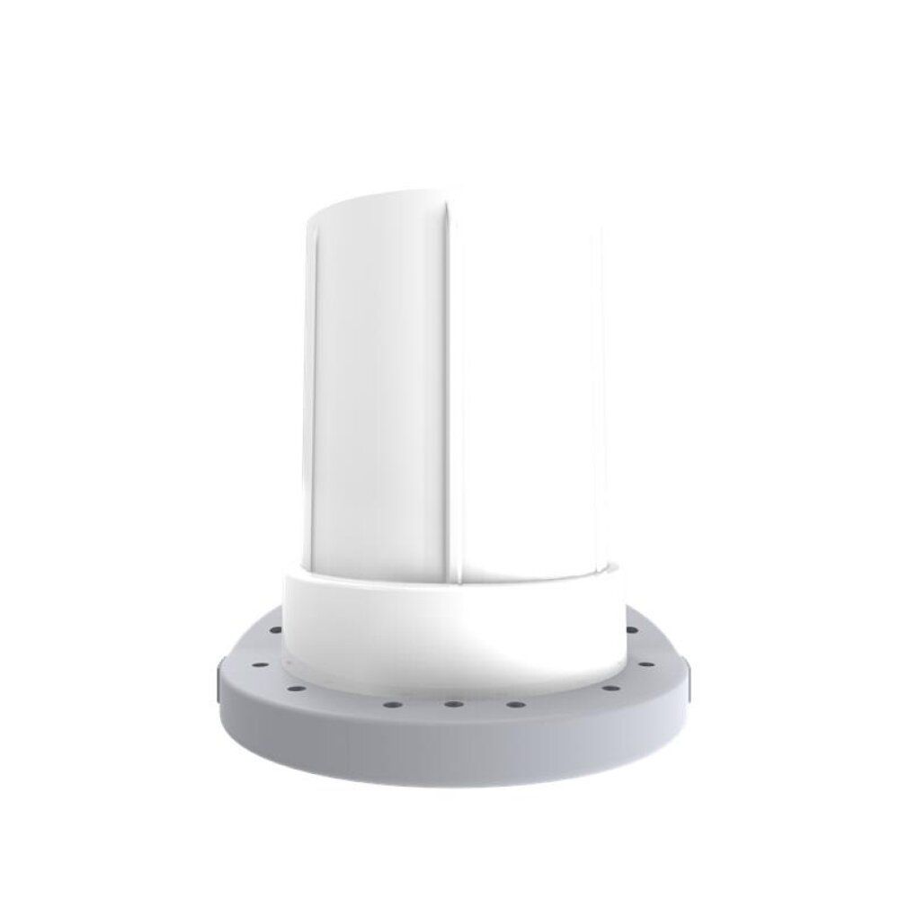 Inserto cilindrico bianco con stelo scanalato e base grigia perforata.