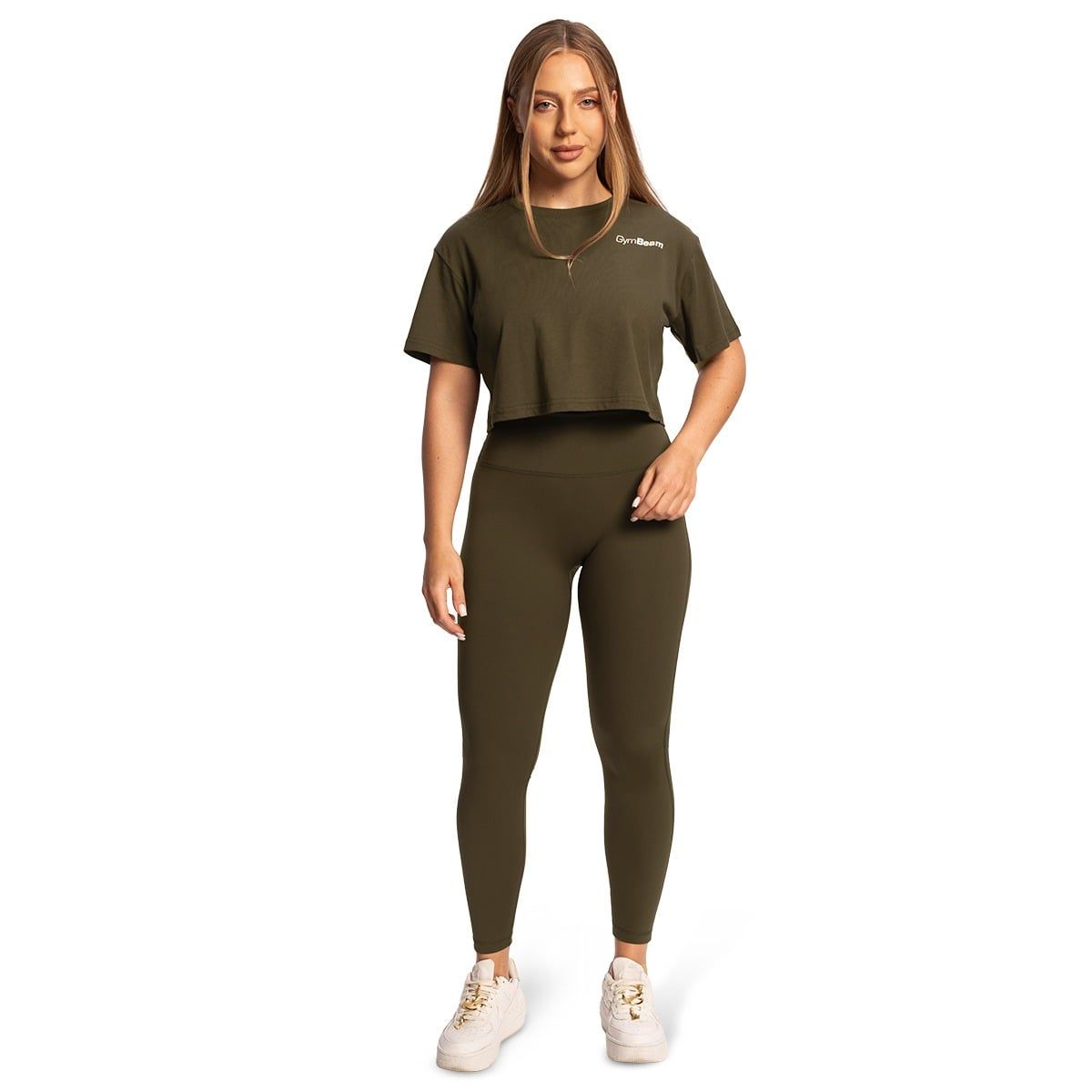 GymBeam Crop Top donna Limitless in cotone con manica corta Espresso