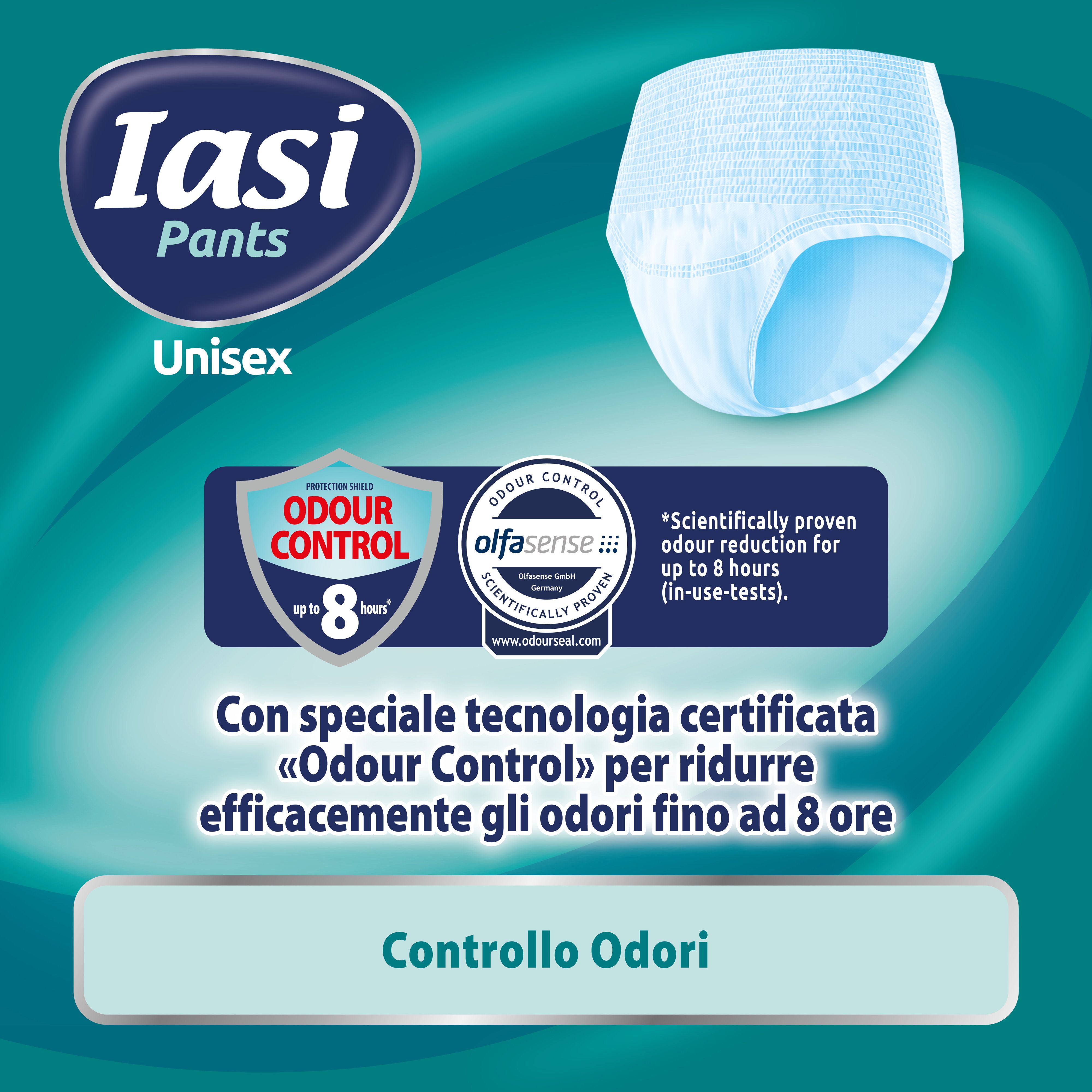 IASI Pants Unisex. Controllo odori fino a 8 ore. Tecnologia certificata.