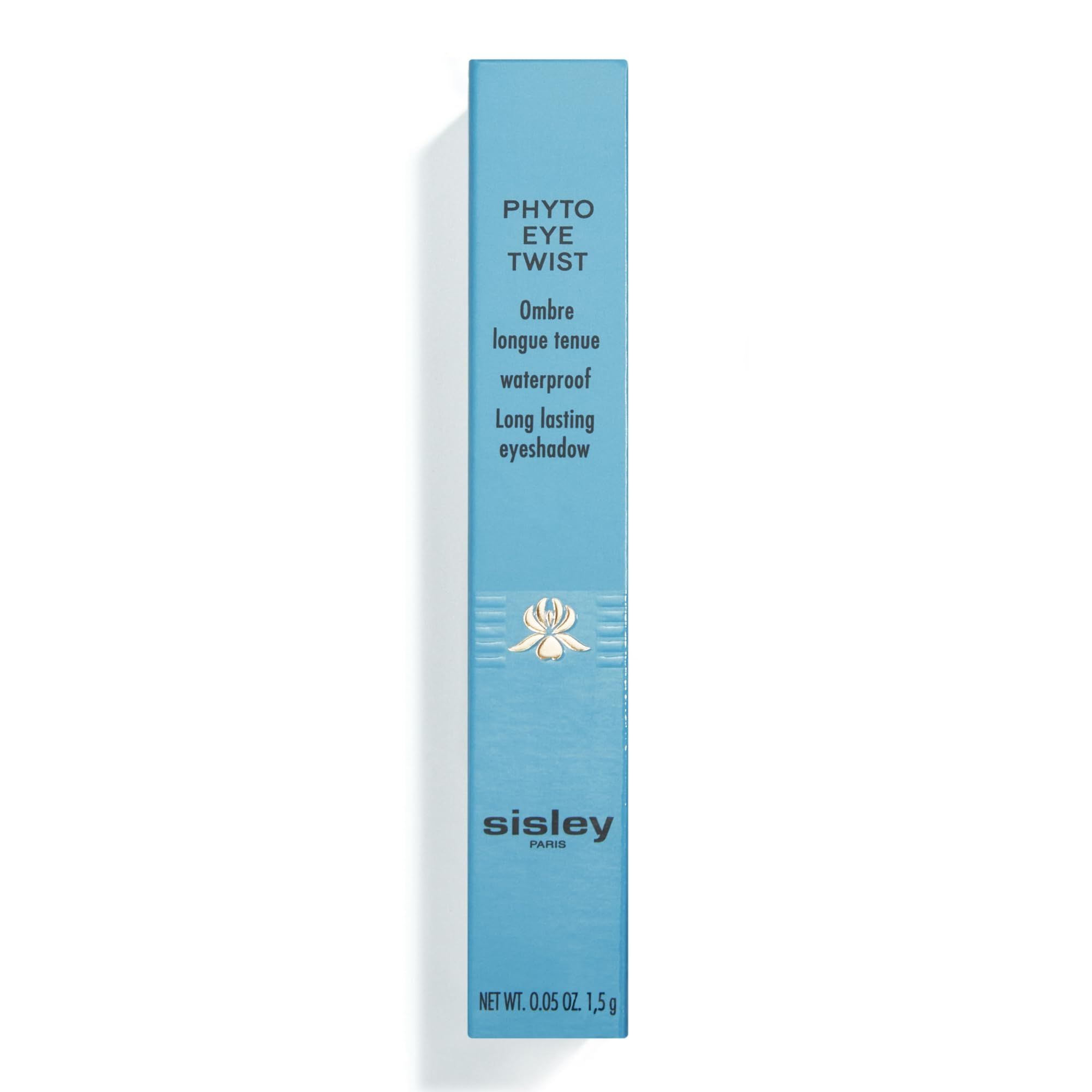 Confezione azzurra Sisley Phyto-Eye Twist. Testo: 'Phyto Eye Twist', 'Ombre longue tenue', 'Long lasting eyeshadow'.