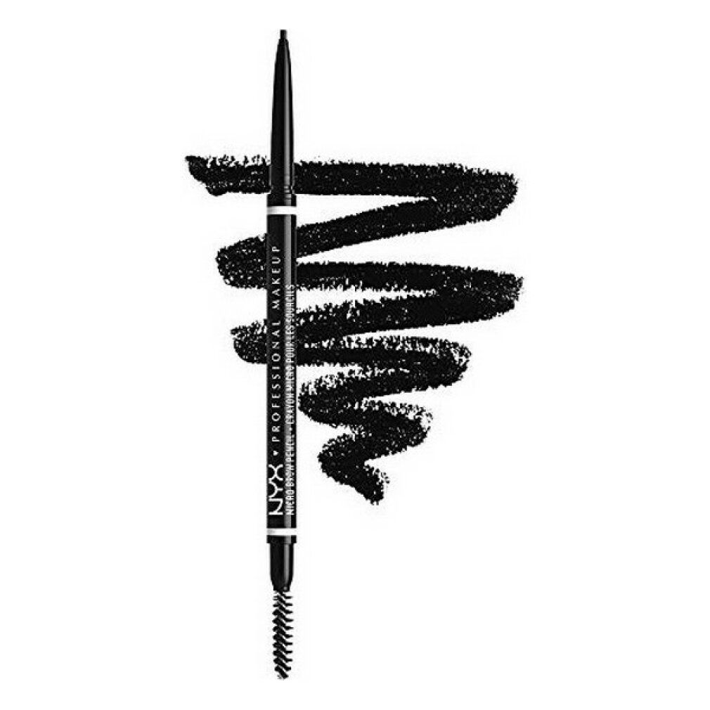 Matita per sopracciglia con spazzola e tratti neri. Marchio: NYX Professional Makeup.