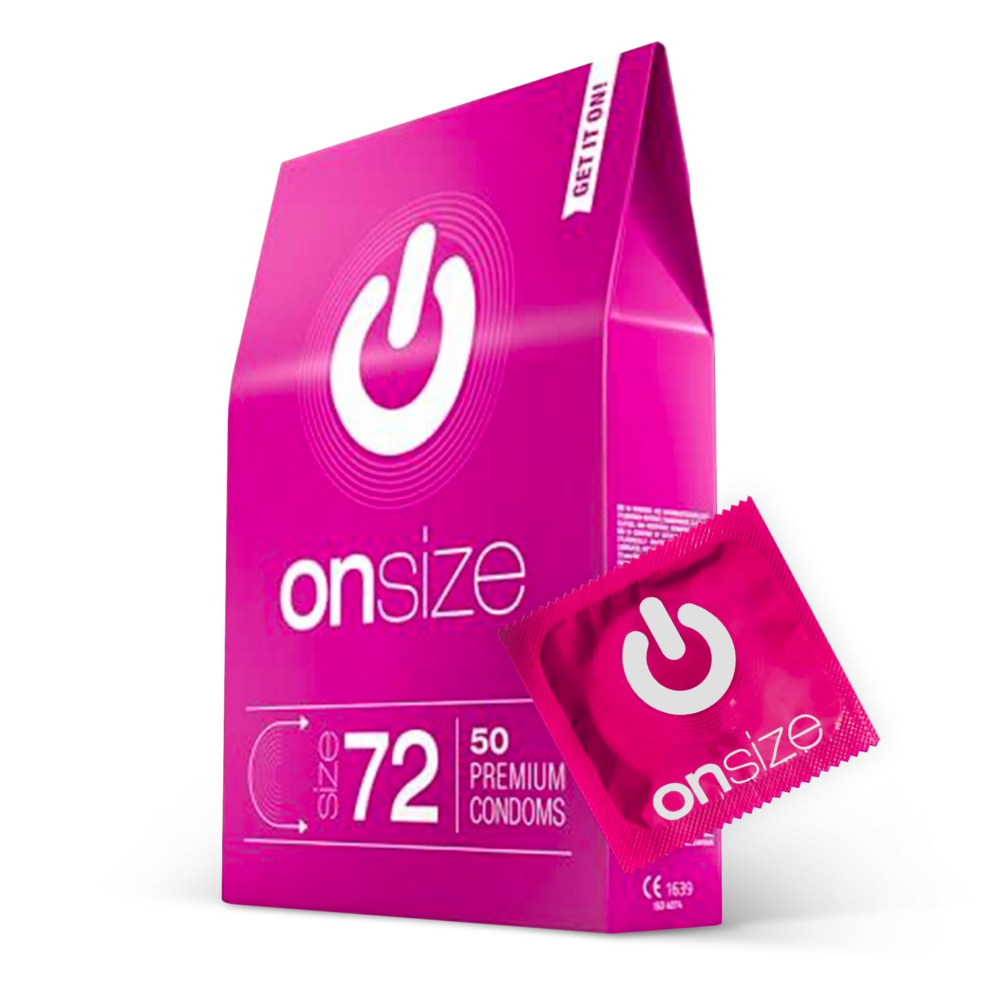 Confezione ONsize 72mm, 50 preservativi premium, rosa.