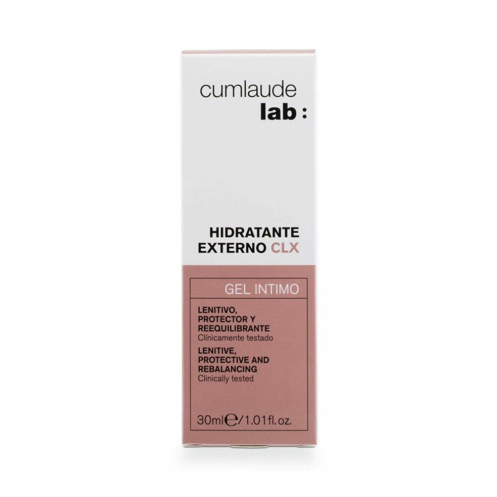 Confezione prodotto con scritta 'cumlaude lab:' e 'HIDRATANTE EXTERNO CLX'. Testo in spagnolo e inglese. 30ml.
