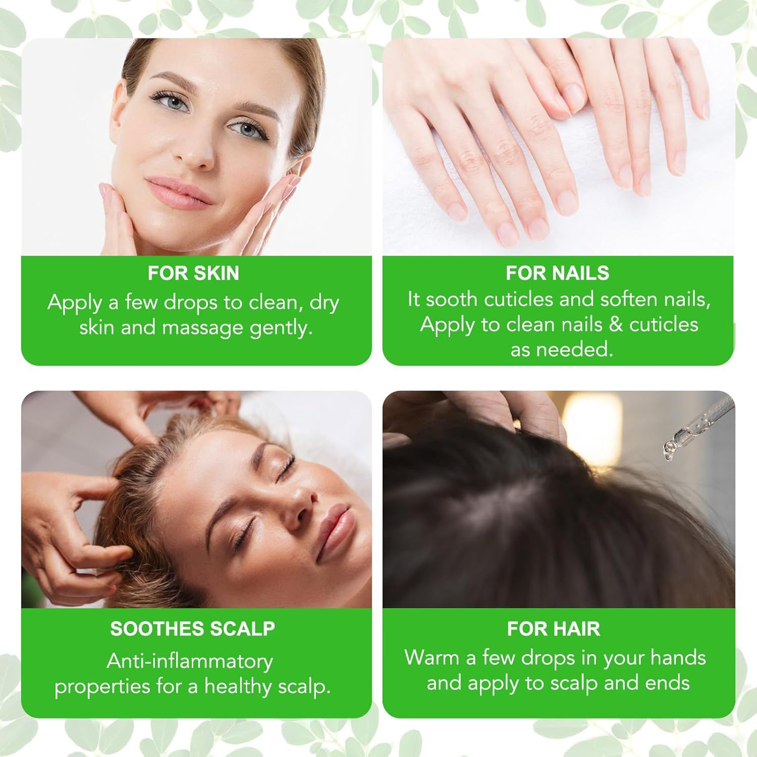 Zoxpm Olio di Moringa per Capelli, Pelle e Viso