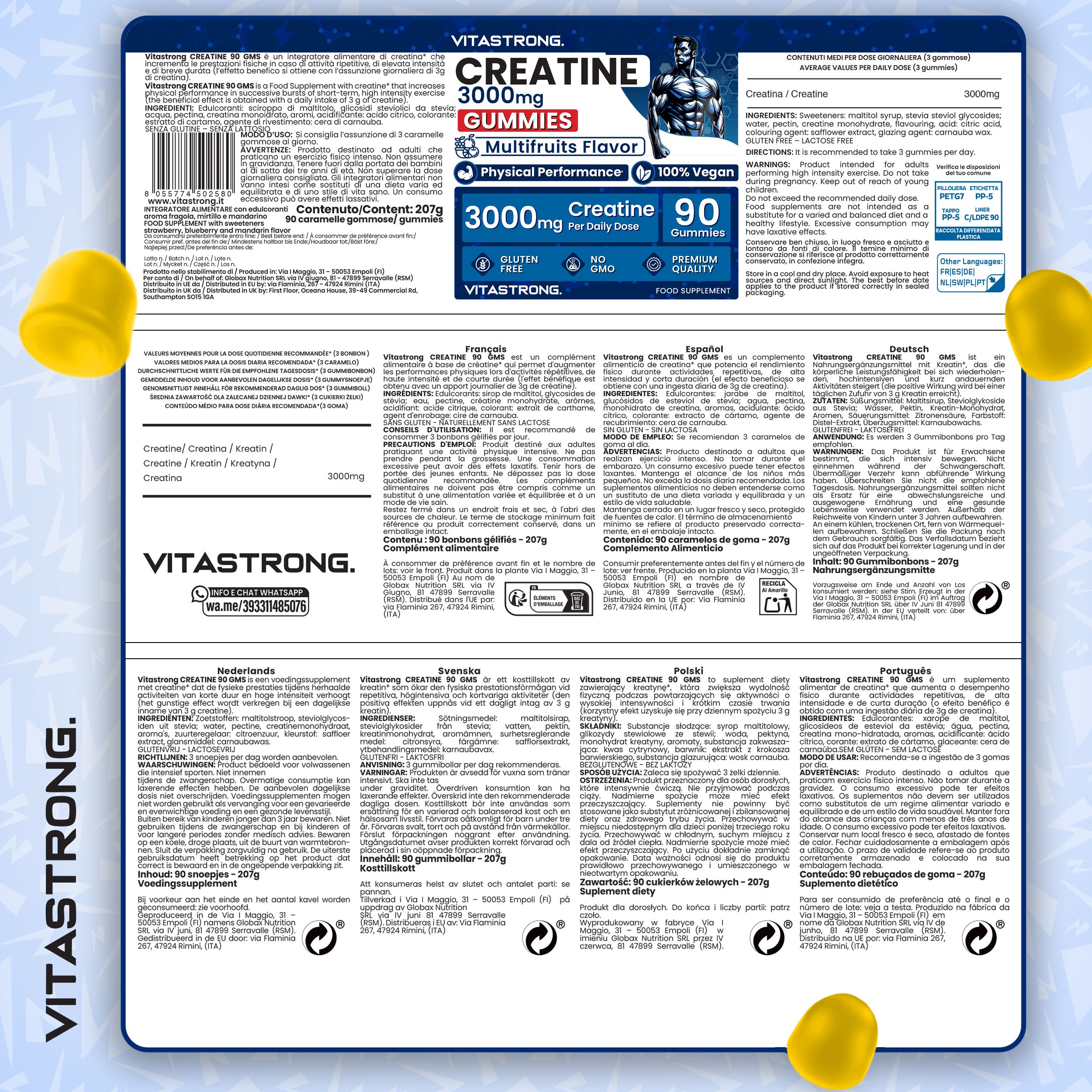 Vitastrong Creatina Gommose - 90 caramelle, energia e forza immediata