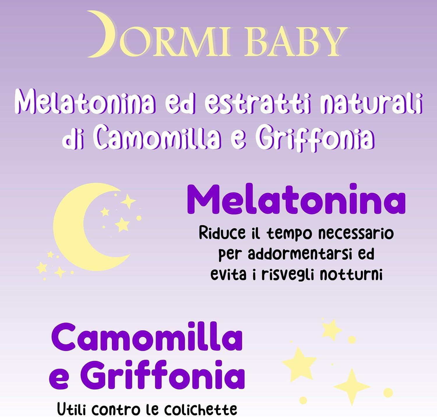melatonina per bambini calmante Tripla Azione cammomilla e Melatonina per Dormire,ìliquida neonati