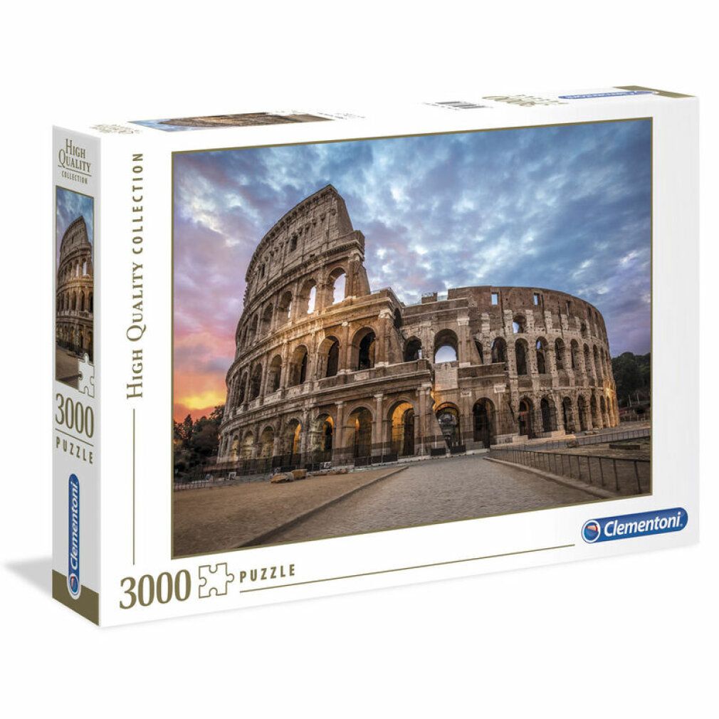 Scatola puzzle con il Colosseo. 3000 pezzi. Marchio Clementoni. Collezione di alta qualità. Colosseo all'alba.
