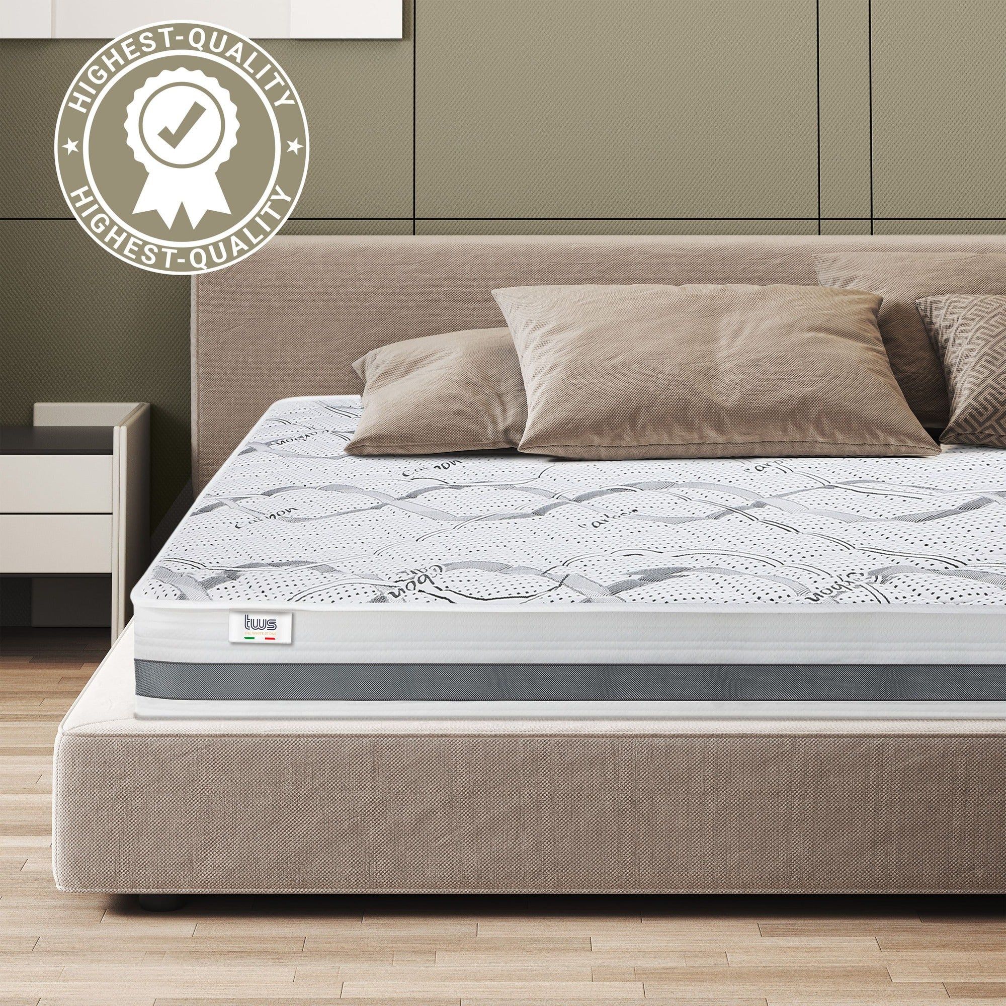 The White Stone Materasso Singolo 80x195 cm a Media Rigidita' | Altezza 20 cm