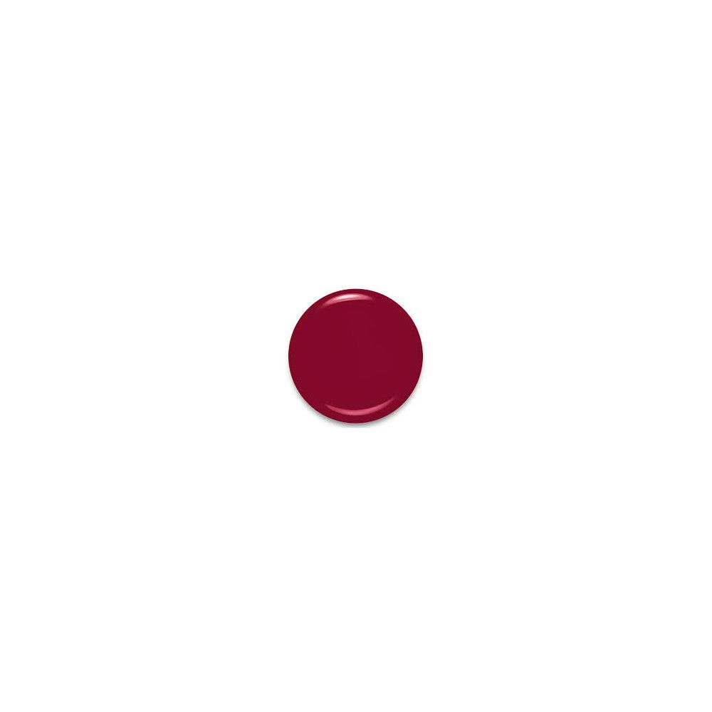 Macchia rotonda di smalto rosso ciliegia. Nessun imballaggio visibile.