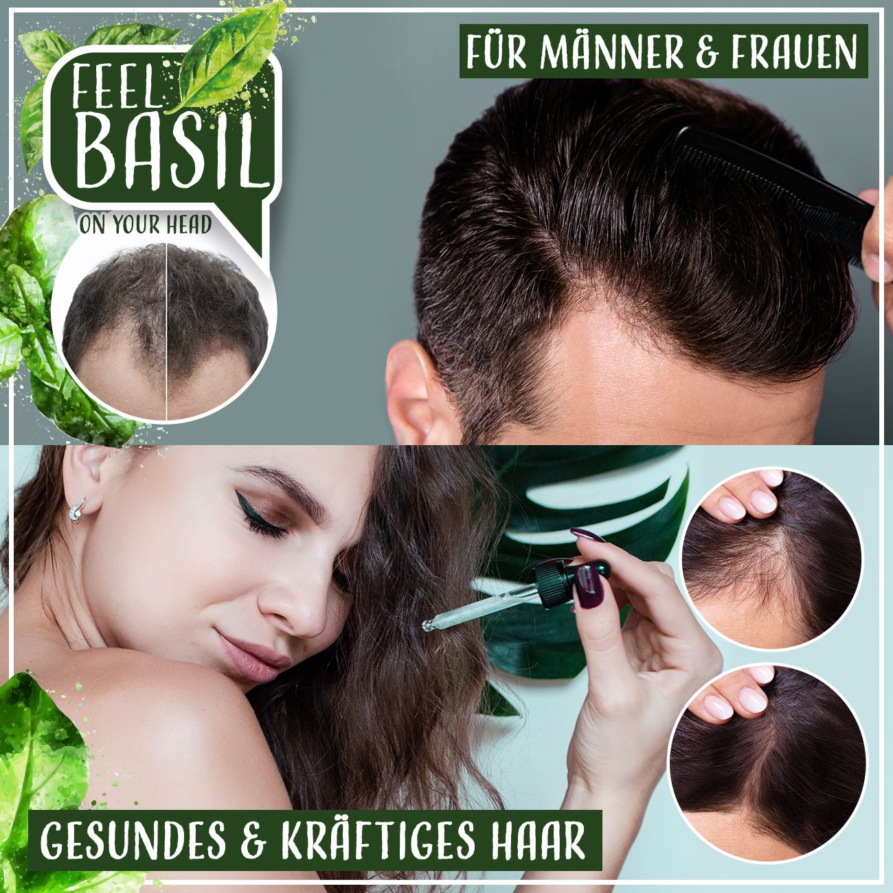Adema Natural® | Feel Basil | Siero per la crescita dei capelli