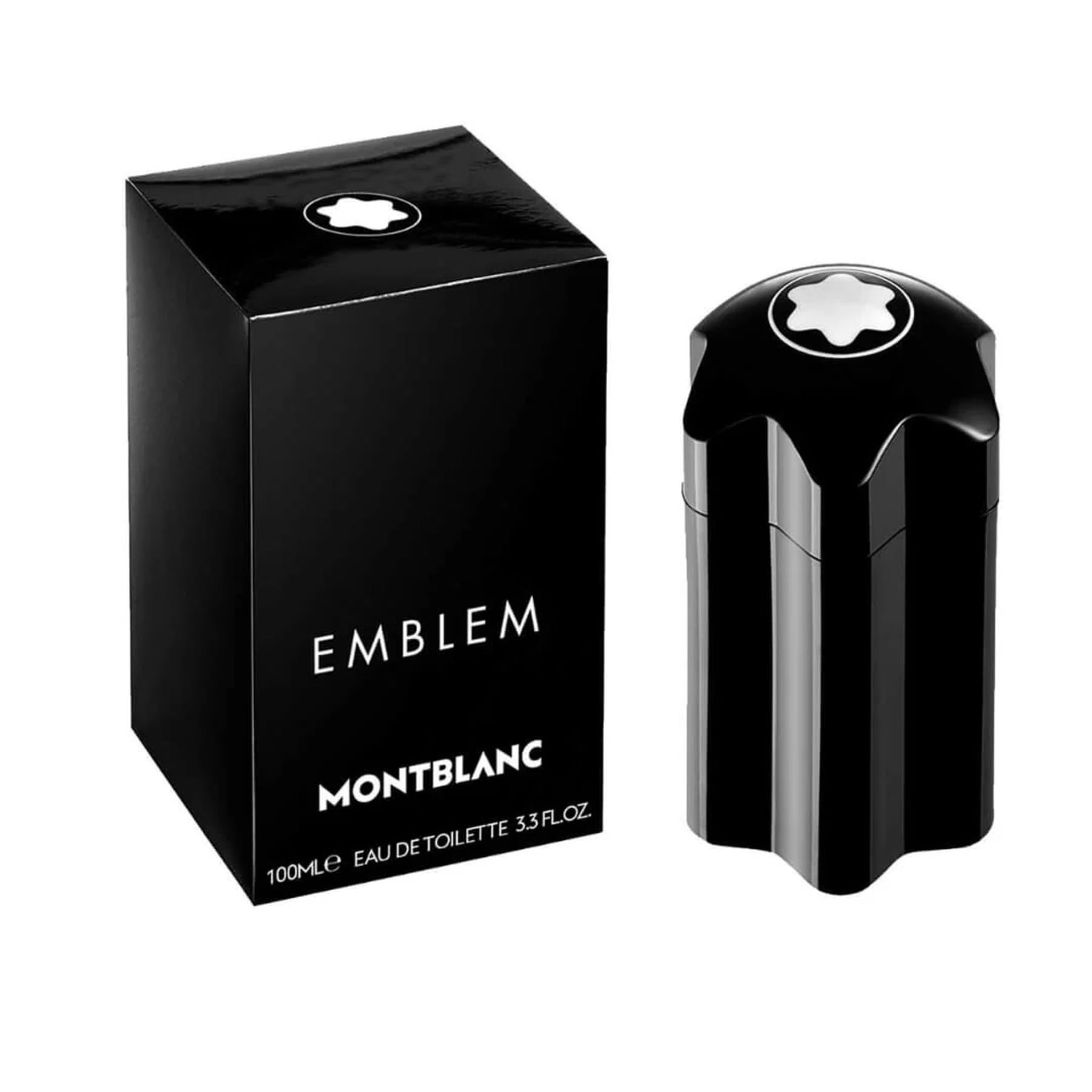 Flacone e scatola neri. Sulla scatola: Montblanc Emblem Eau de Toilette. 100 ml.