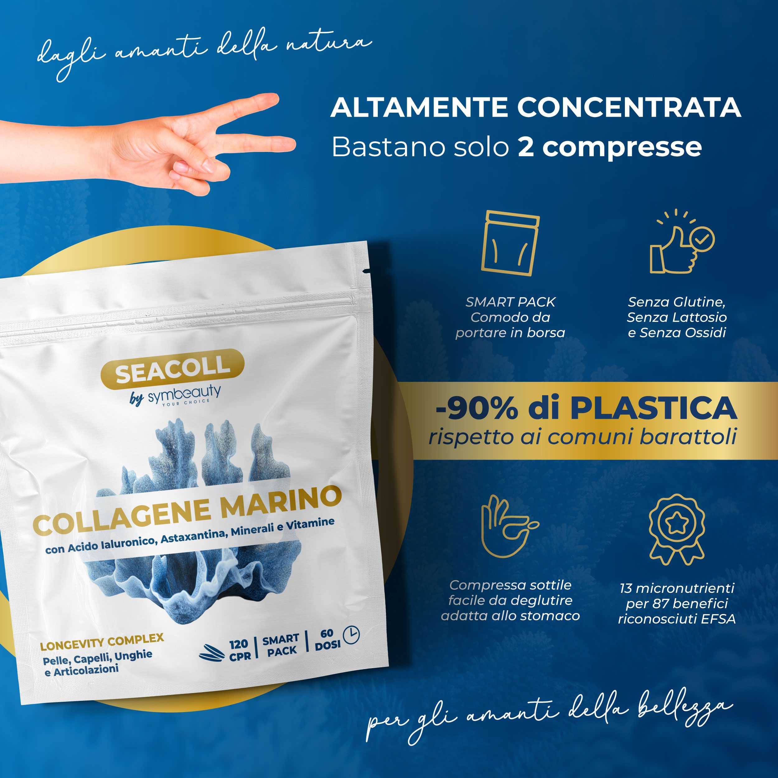SYMBEAUTY® Collagene Marino con Acido Ialuronico, Astaxantina, Vitamine e Minerali