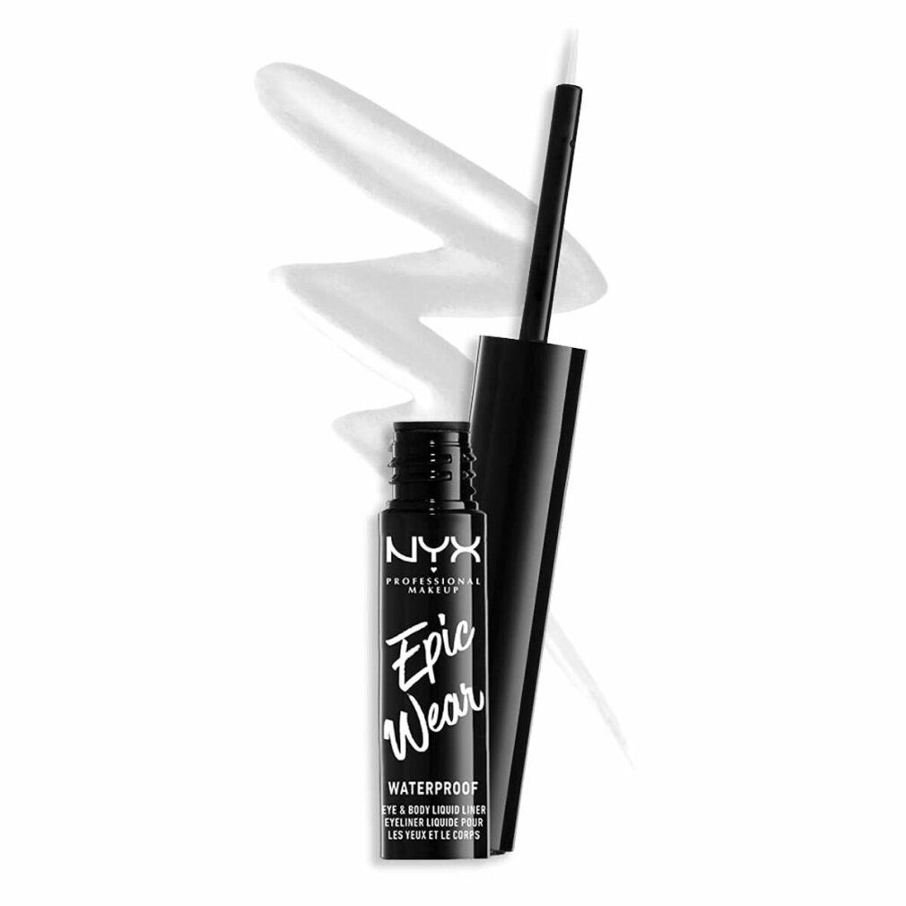 NYX Epic Wear eyeliner liquido waterproof in flacone nero con applicatore.