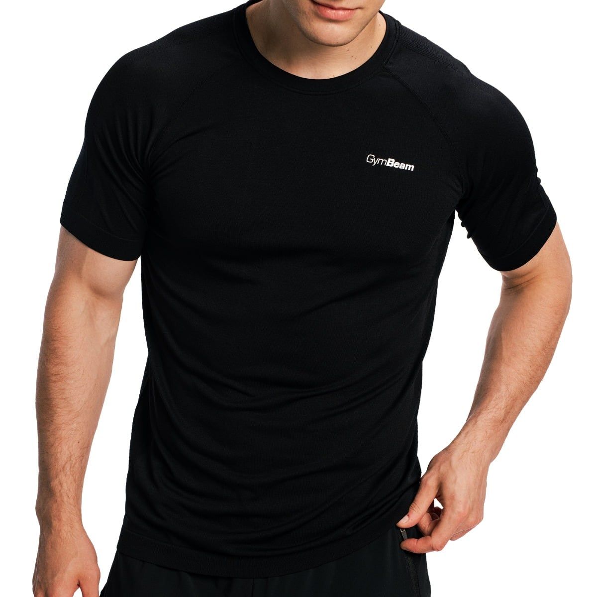 GymBeam T-shirt uomo Pulse X Running in nylon manica corta Black