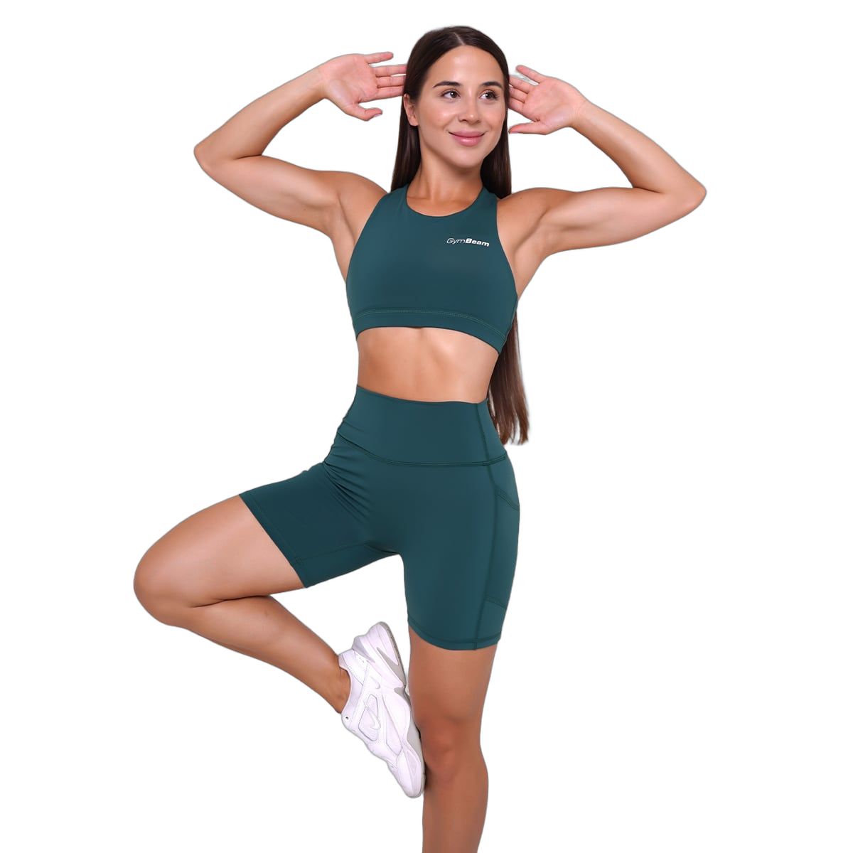 GymBeam Pantaloncini donna Ignite slim con tasche verde scuro