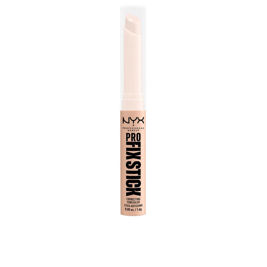 Correttore in stick. NYX Professional Makeup Pro Fix Stick. Beige chiaro. Testo sul prodotto.