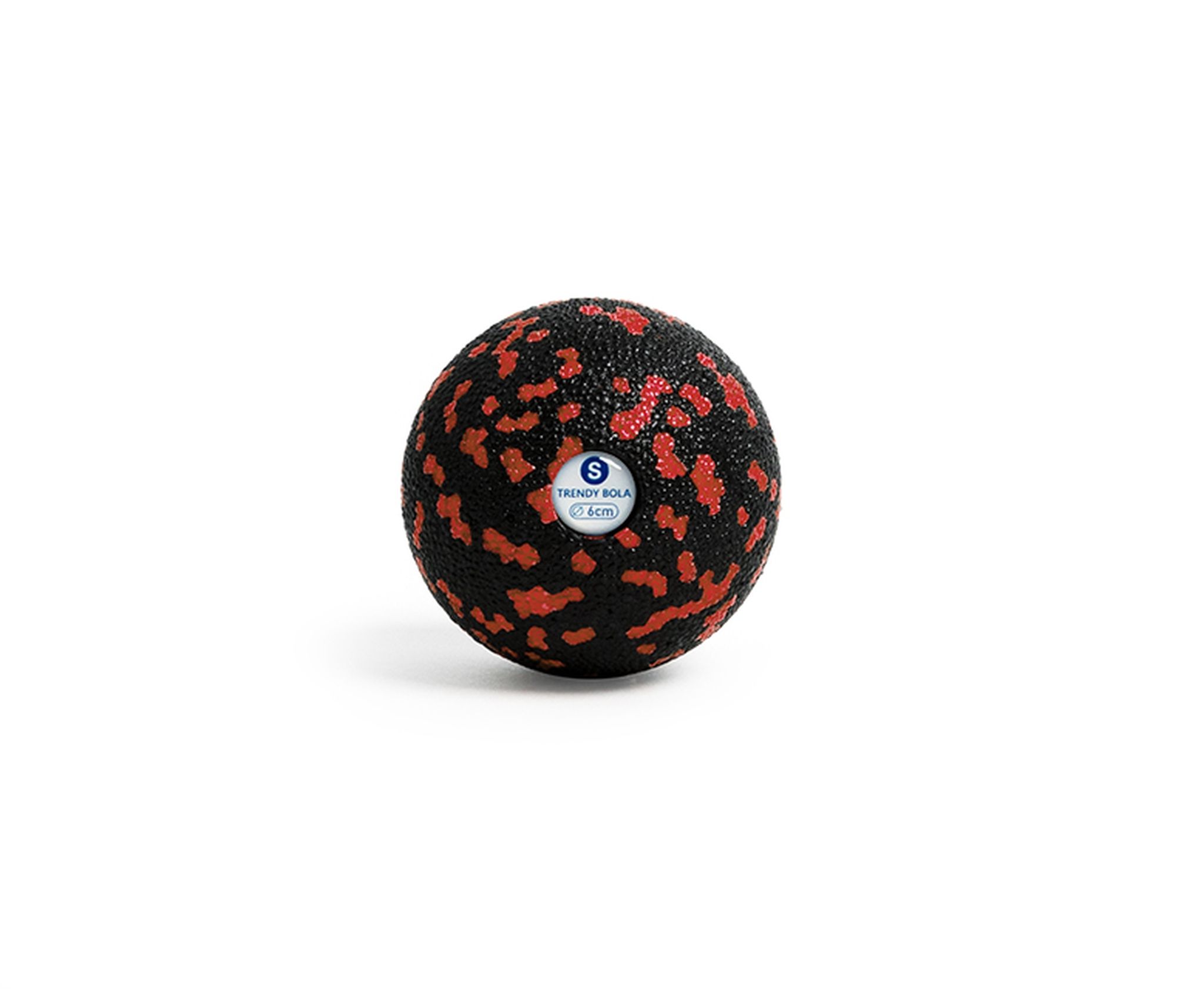 Sfera per fascia nera con punti rossi. Adesivo con indicazione della taglia. Su sfondo bianco.