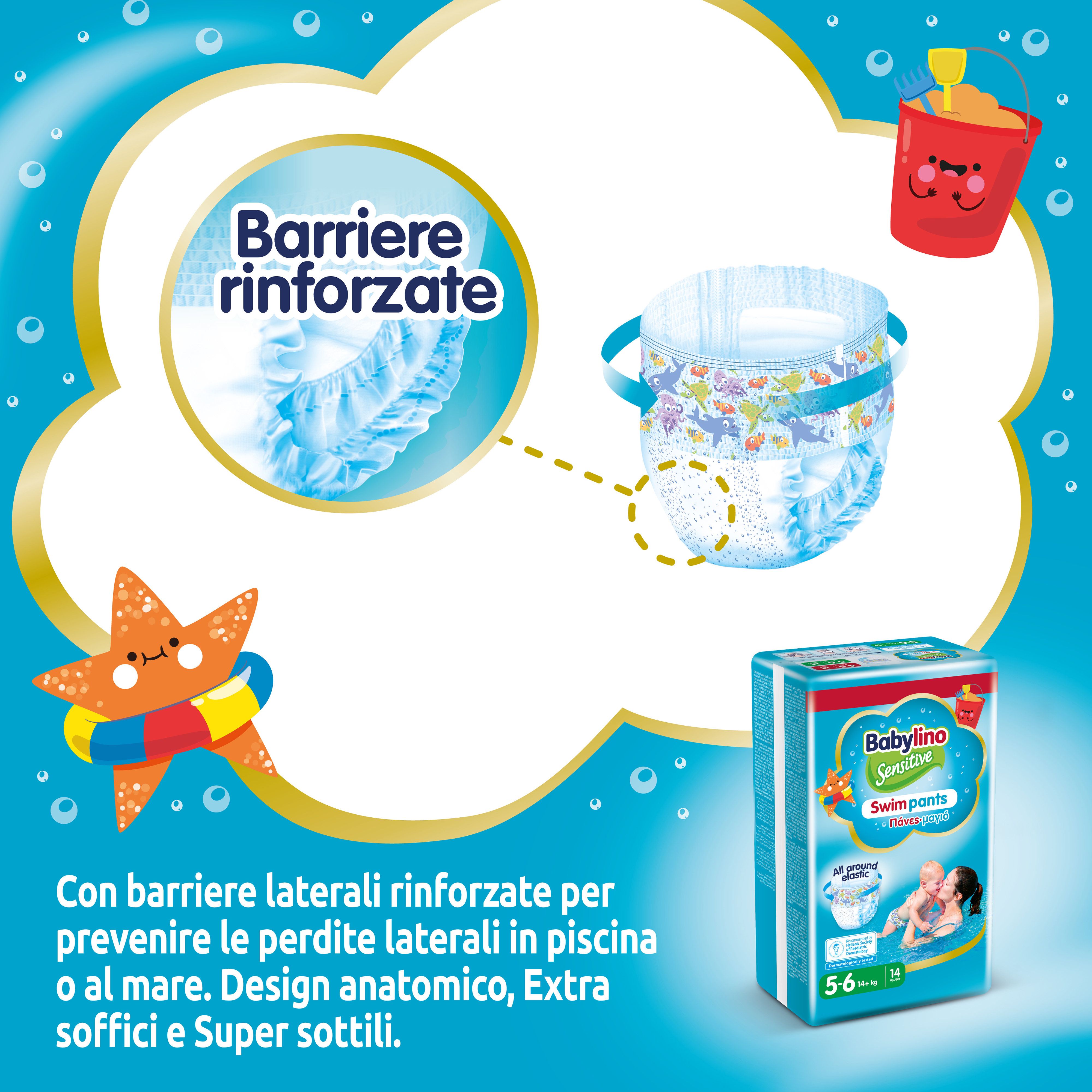 Babylino Sensitive SwimPants, Pannolini Mare e Piscina, Taglia 5/6 (oltre 14kg), 14 Unità