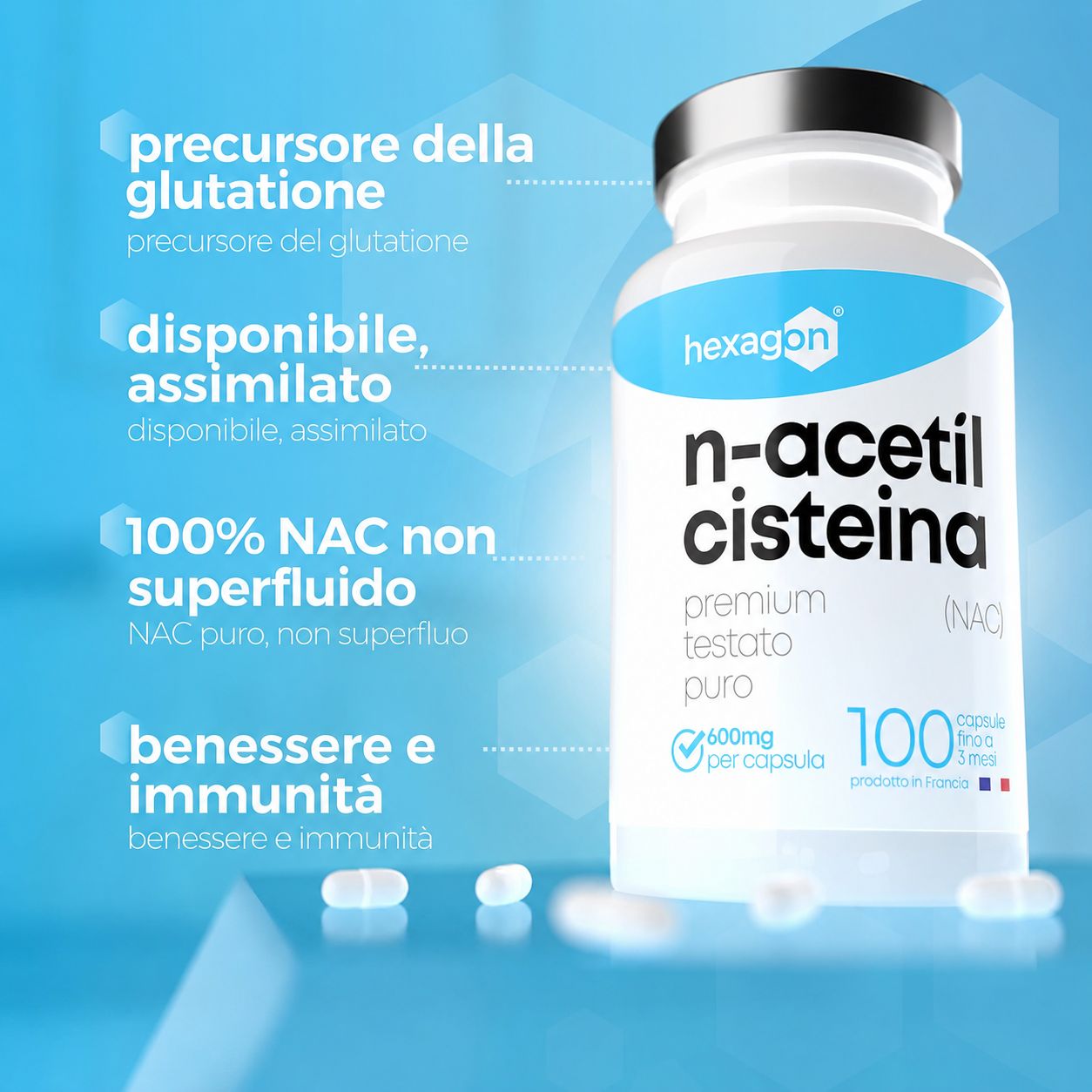 Hexagon NAC N-Acetyl-Cisteina Capsula