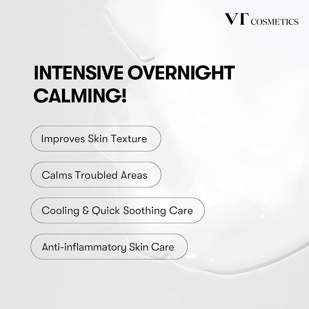 VT Cosmetics: Calma Intensiva Notturna. Migliora la texture della pelle, calma le zone problematiche, cura rinfrescante, antinfiammatoria.