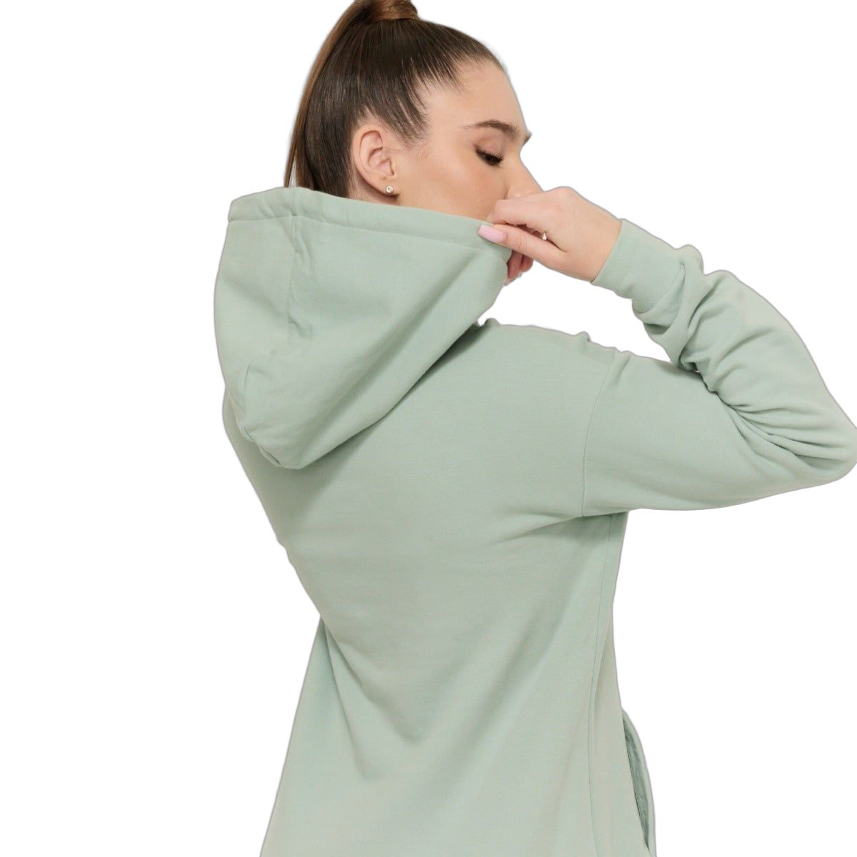 GymBeam Felpa lunga donna con cappuccio regular Limitless Eucalypt