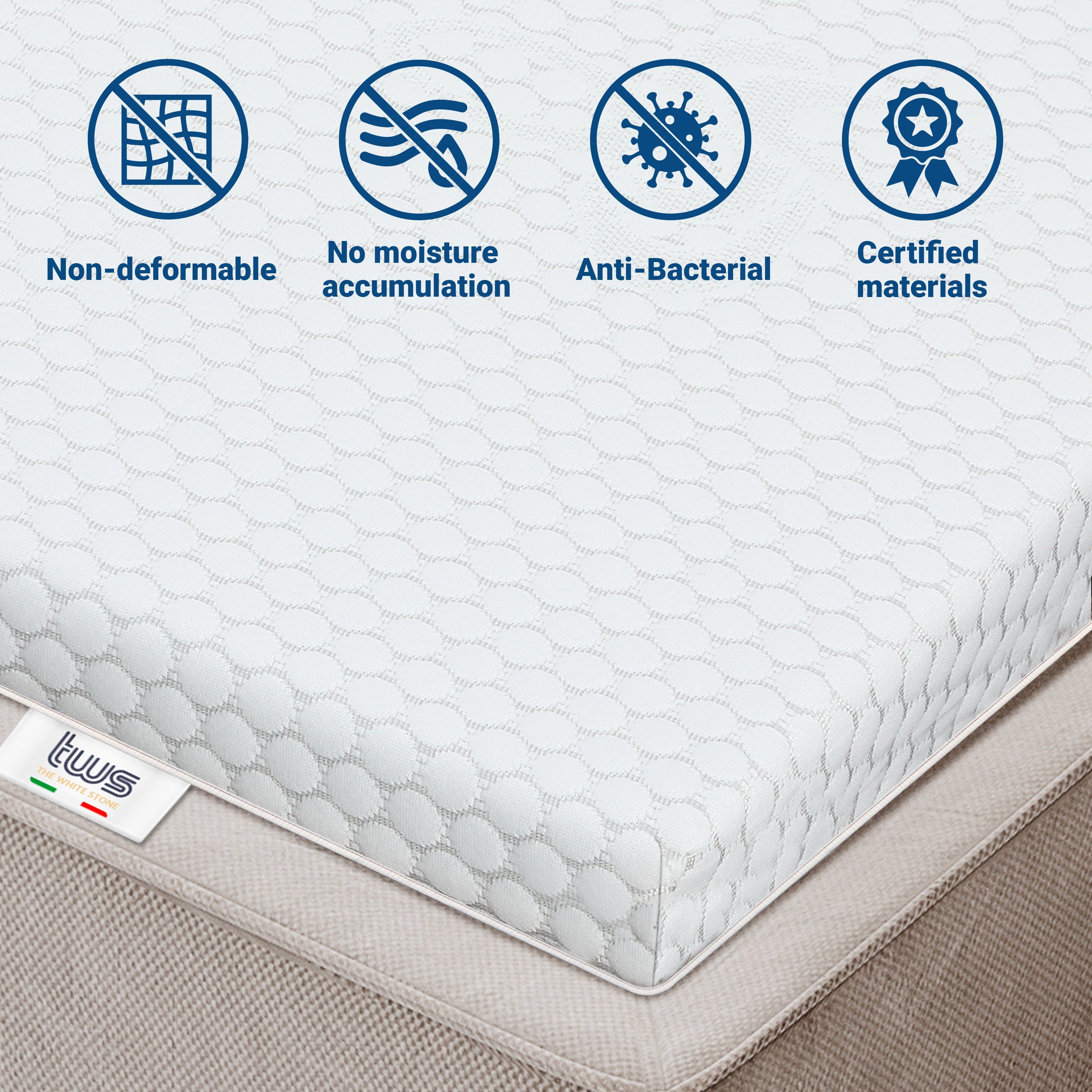 The White Stone Topper Memory Foam 100 x 190 | Correttore Materasso 6 cm