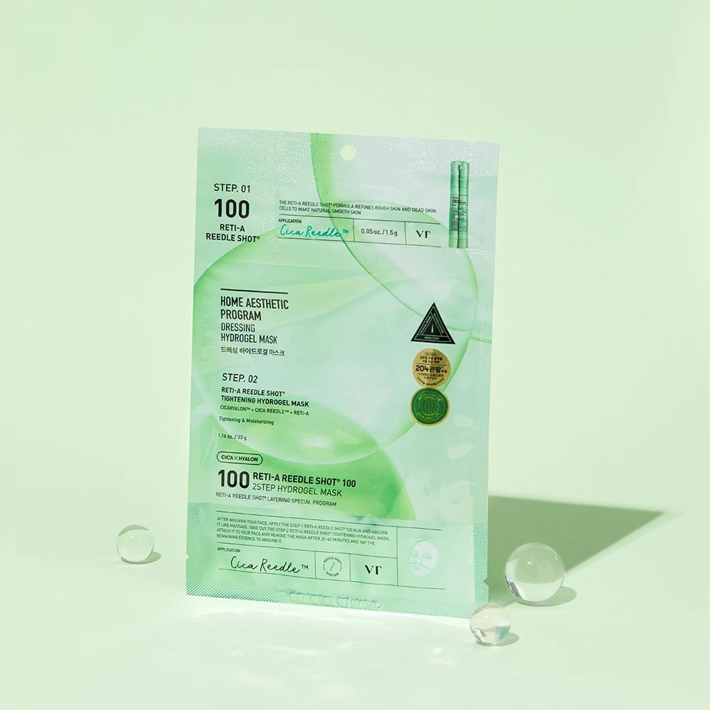 Maschera idrogel VT COSMETICS Reti-A Reedle Shot 100, programma in 2 fasi.
