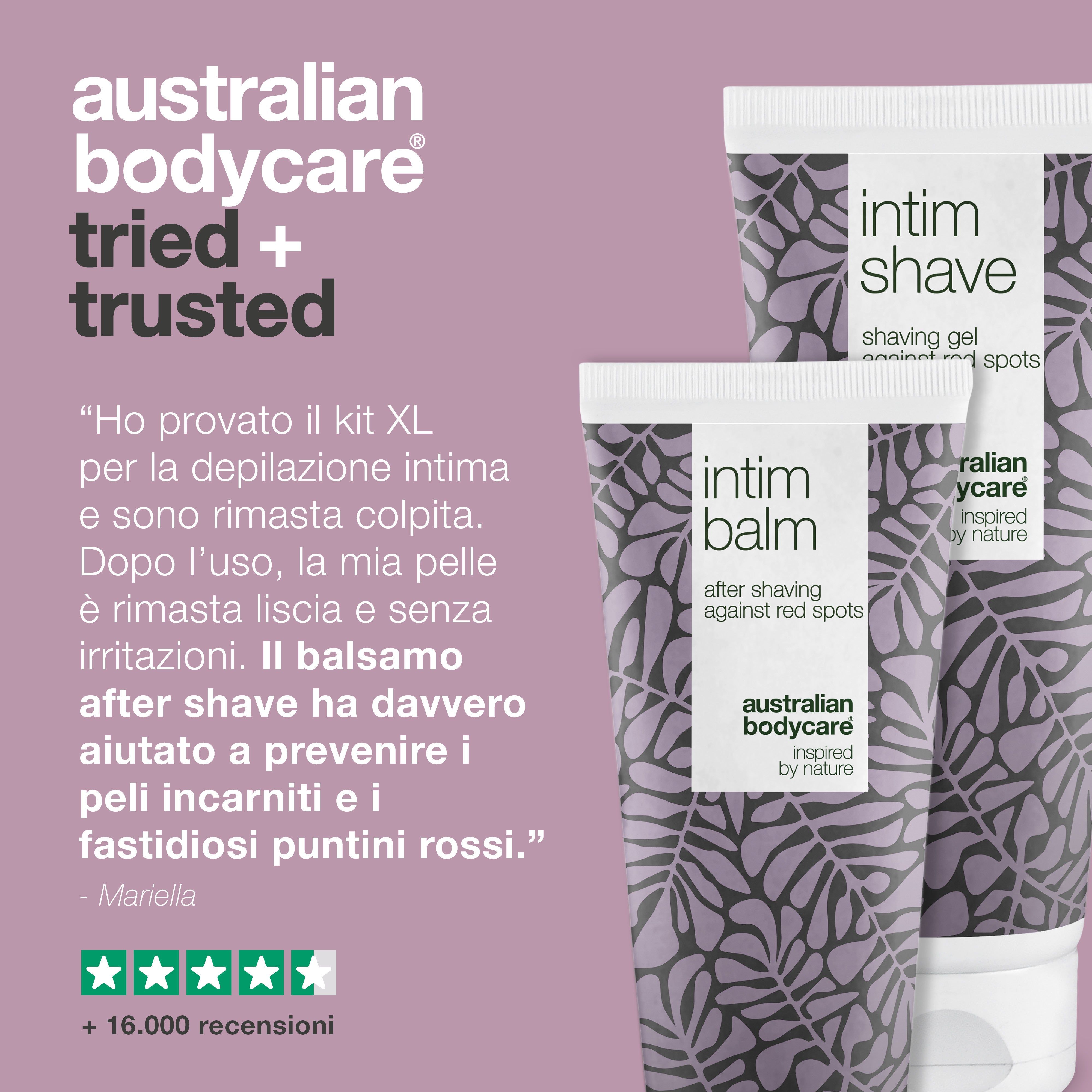 Australian Bodycare. Recensione con gel Intim-Shave e balsamo intimo.