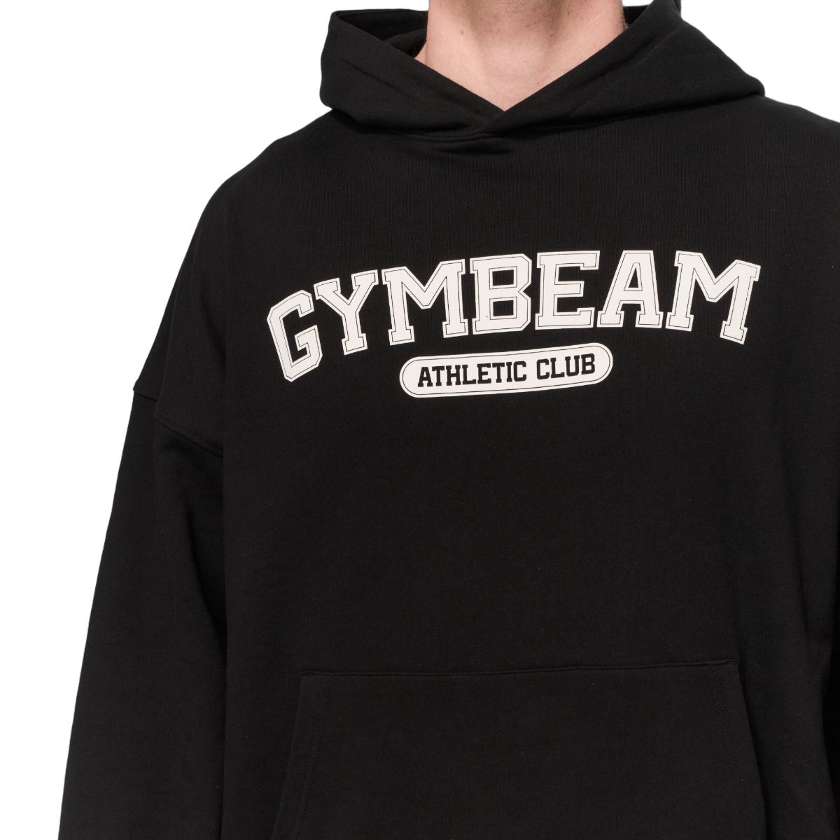 GymBeam Felpa uomo oversize Varsity Black con tasche