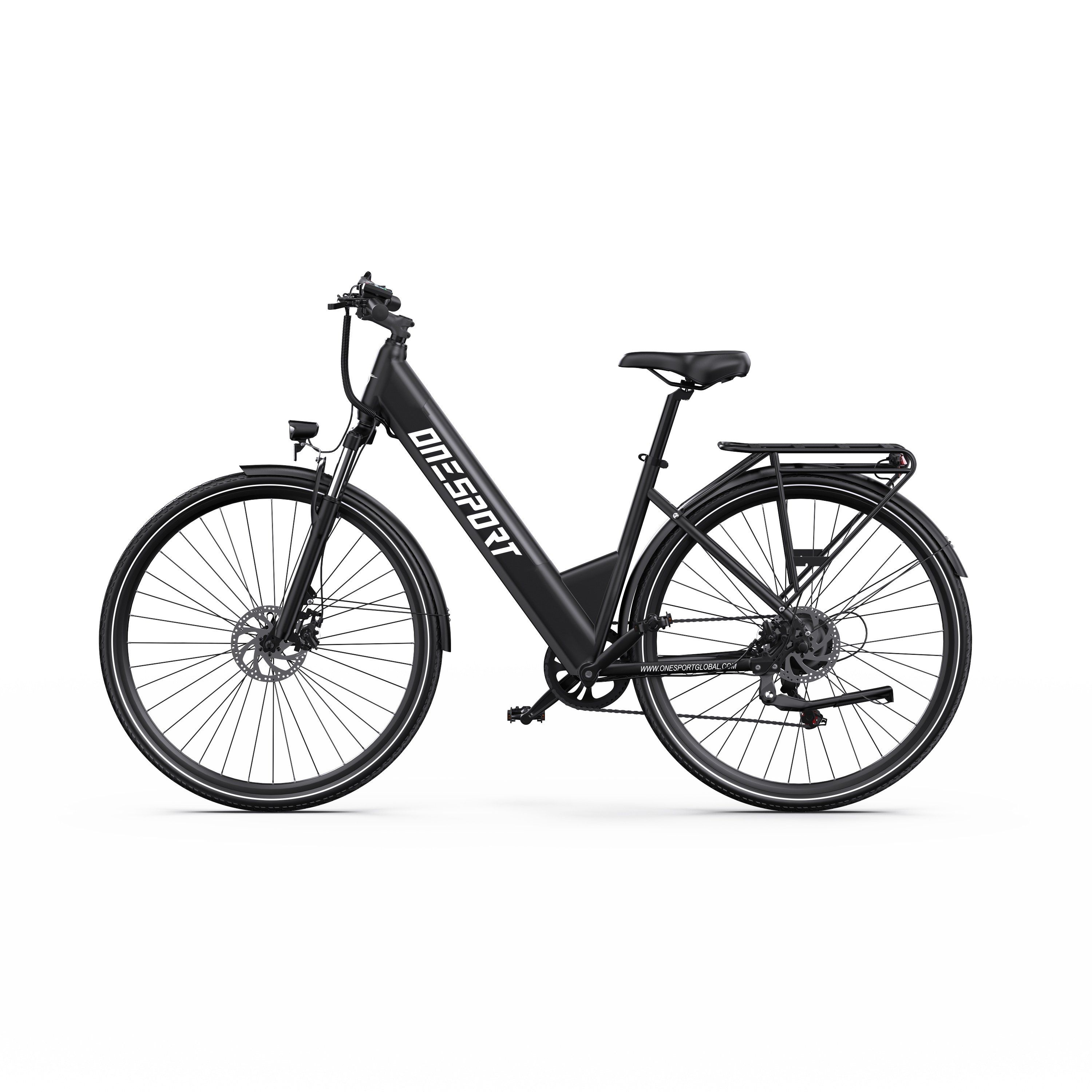 ONESPORT OT12 Bicicletta elettrica urbana da 27,5", batteria da 36 V 13 Ah, supporto app