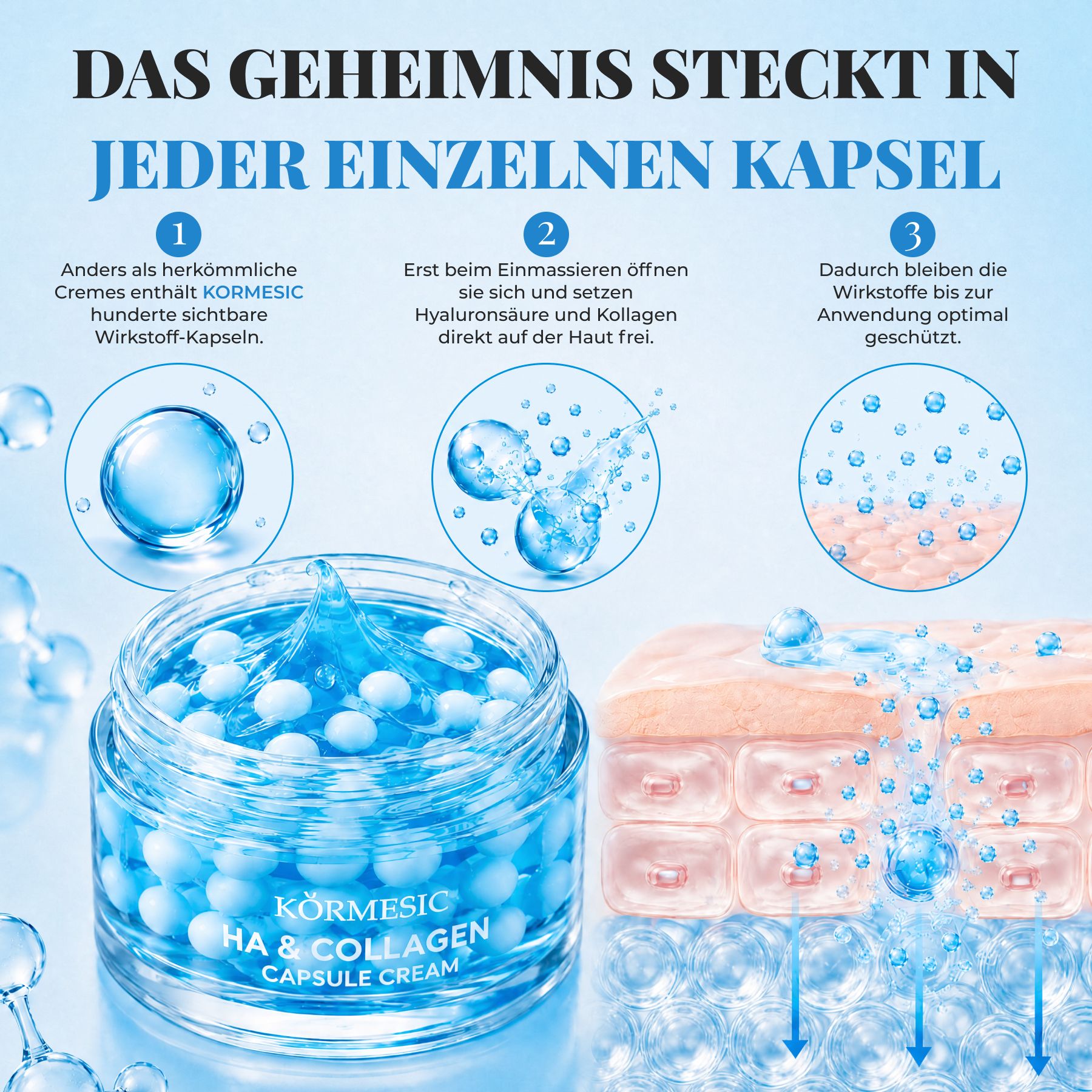 KORMESIC Crema viso Crema in capsule con acido ialuronico e collagene Antirughe