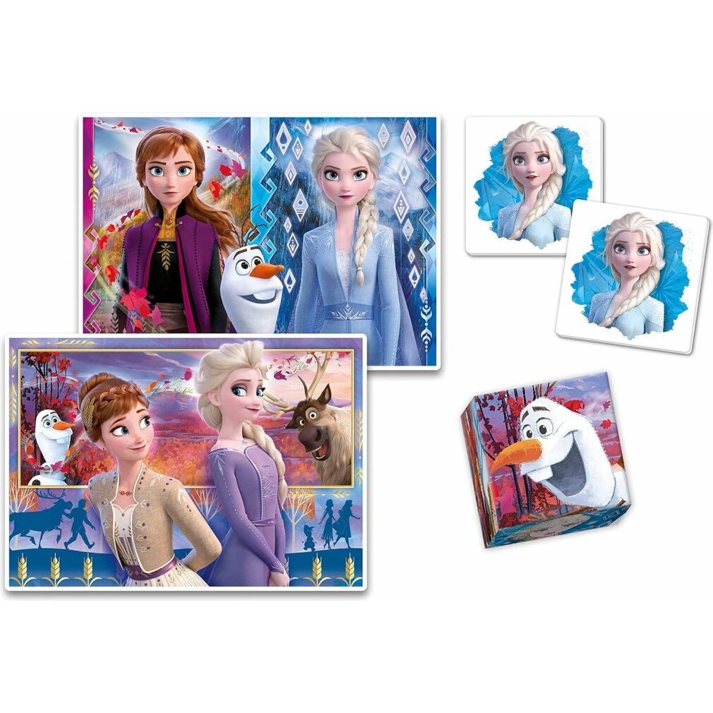 Clementoni Puzzle e carte Frozen. Vari puzzle con motivi Frozen. Contiene carte e pezzi di puzzle con personaggi del film.