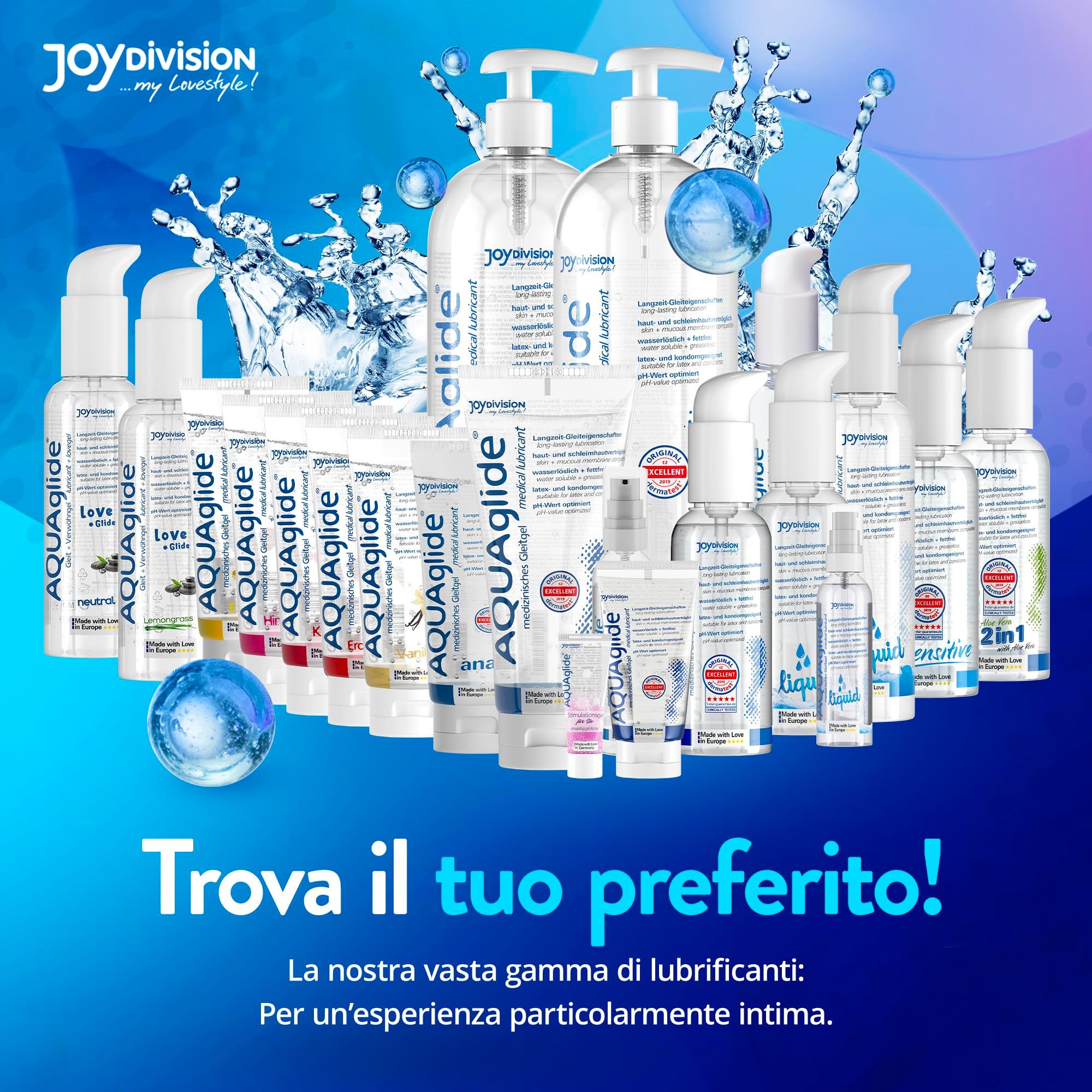 Joydivision AQUA GLIDE Liquid lubrificante, flacone pompa 50ml, effetti acqua.
