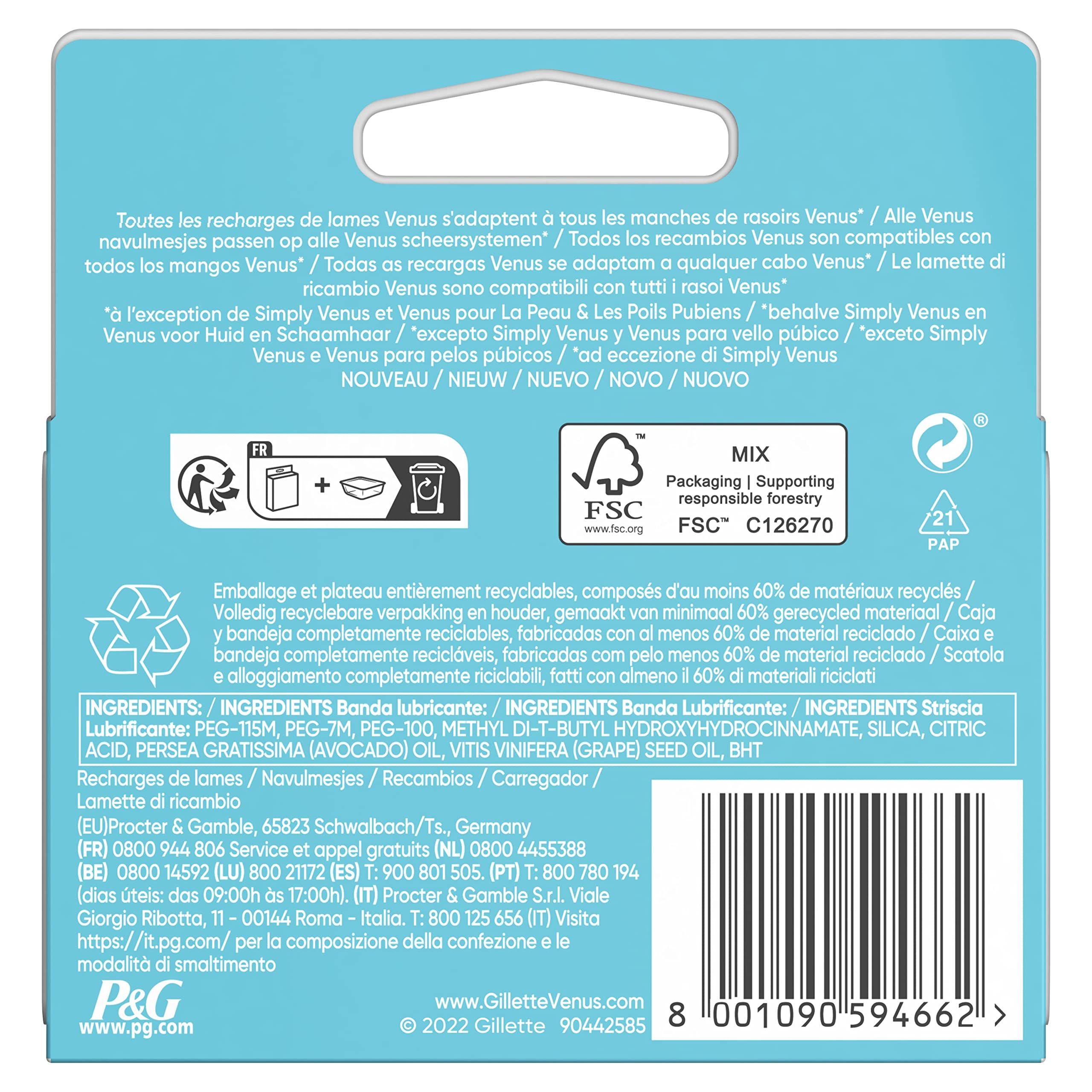 Lame di ricambio Gillette Venus Smooth, confezione da 4