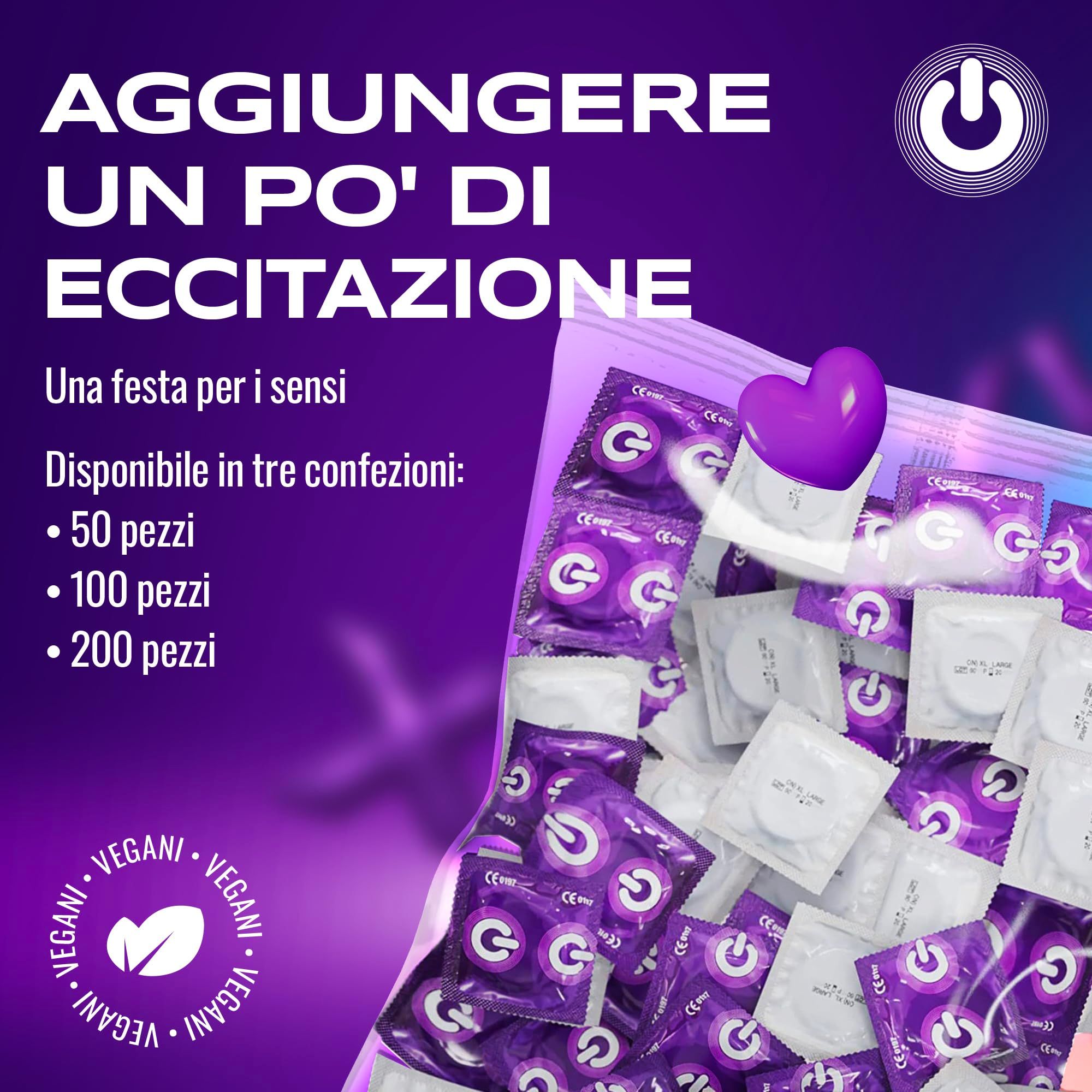 Confezione con molti preservativi ON), 100 pezzi, taglia XXL.