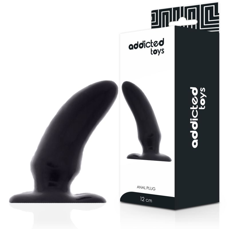 Plug anale nero con base larga, lunghezza 12 cm.