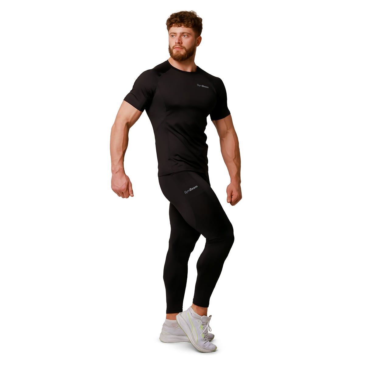 GymBeam Leggings uomo Pulse Running slim neri con tasche laterali