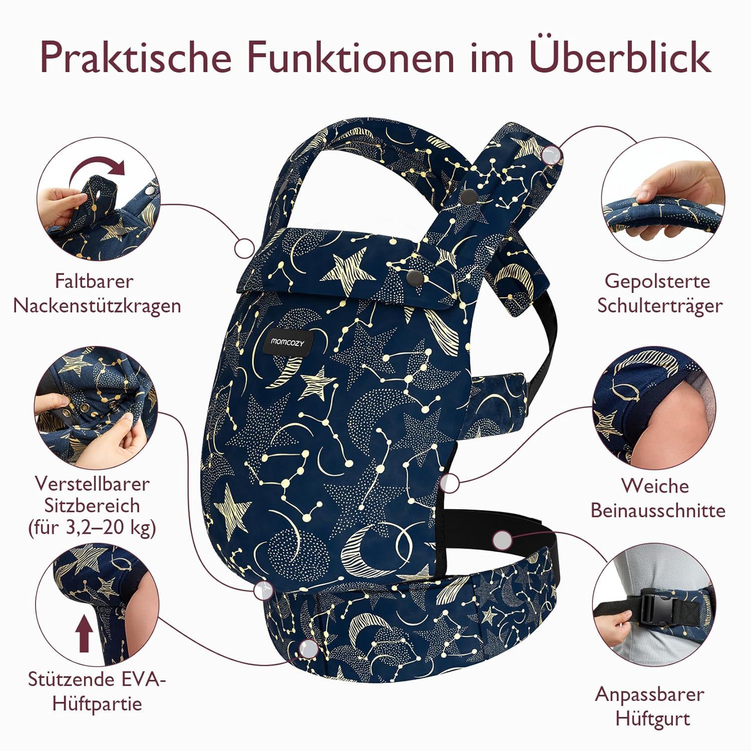 Momcozy Marsupio per Bambini Leggero e Traspirante con Stelle