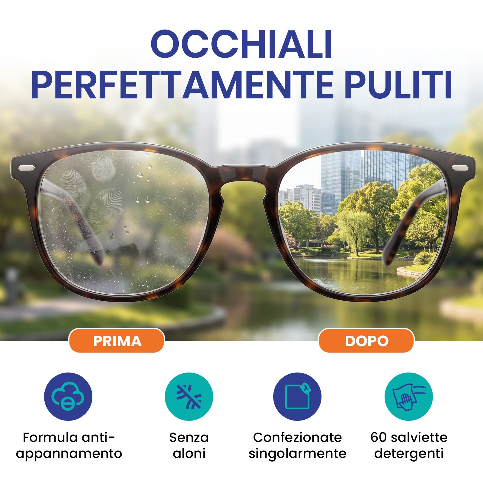 mfa Salviette Detergenti Anti-Appannamento per Occhiali