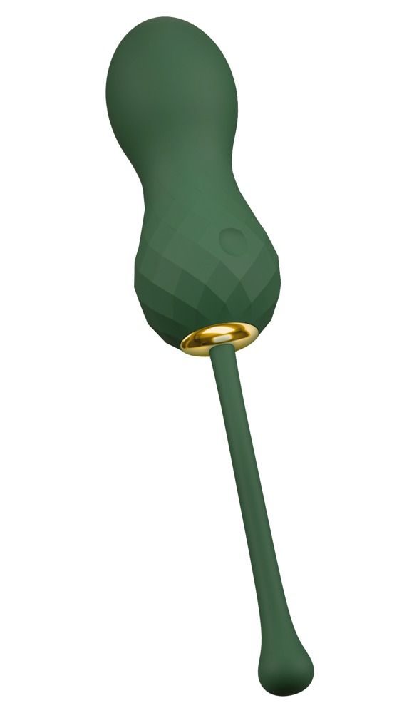 Palla d'amore verde con anello dorato e stelo flessibile.