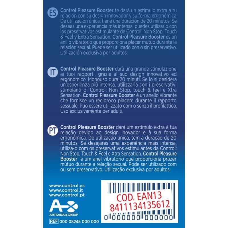 Retro della confezione del prodotto con informazioni multilingue e codice a barre.