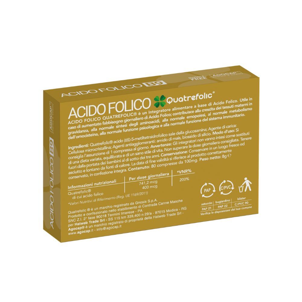 agocap - Acido Folico di 4 generazione Quatrefolic 80 compresse