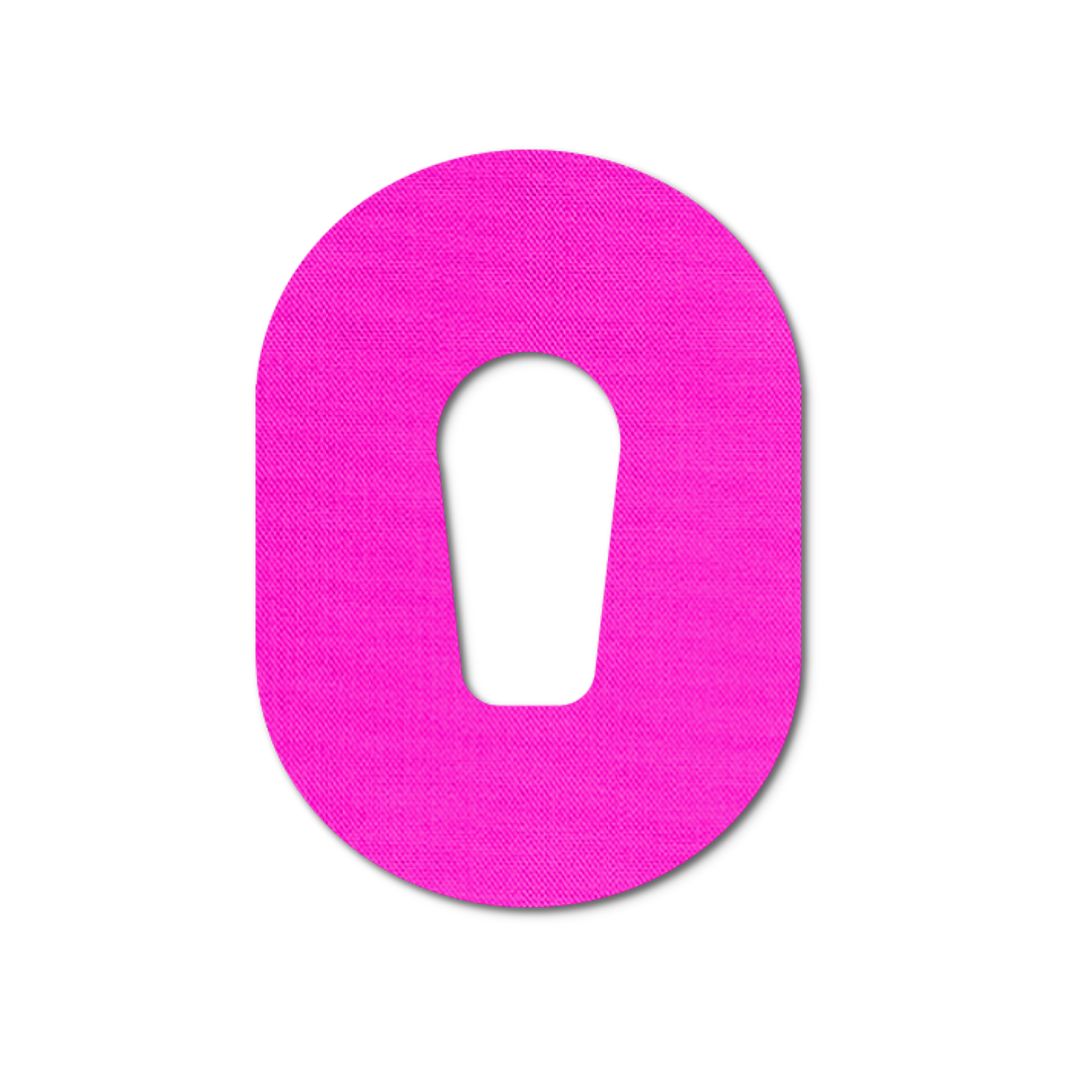 Cerotto di fissaggio rosa, forma ovale con apertura centrale. Superficie tessile.