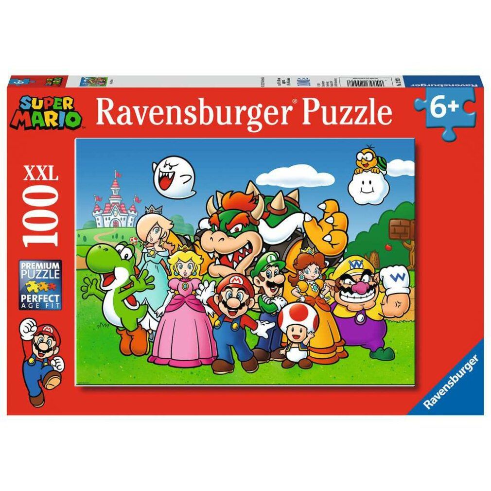 Puzzle Super Mario, 100 pezzi XXL. Confezione con logo e indicazione età 6+.