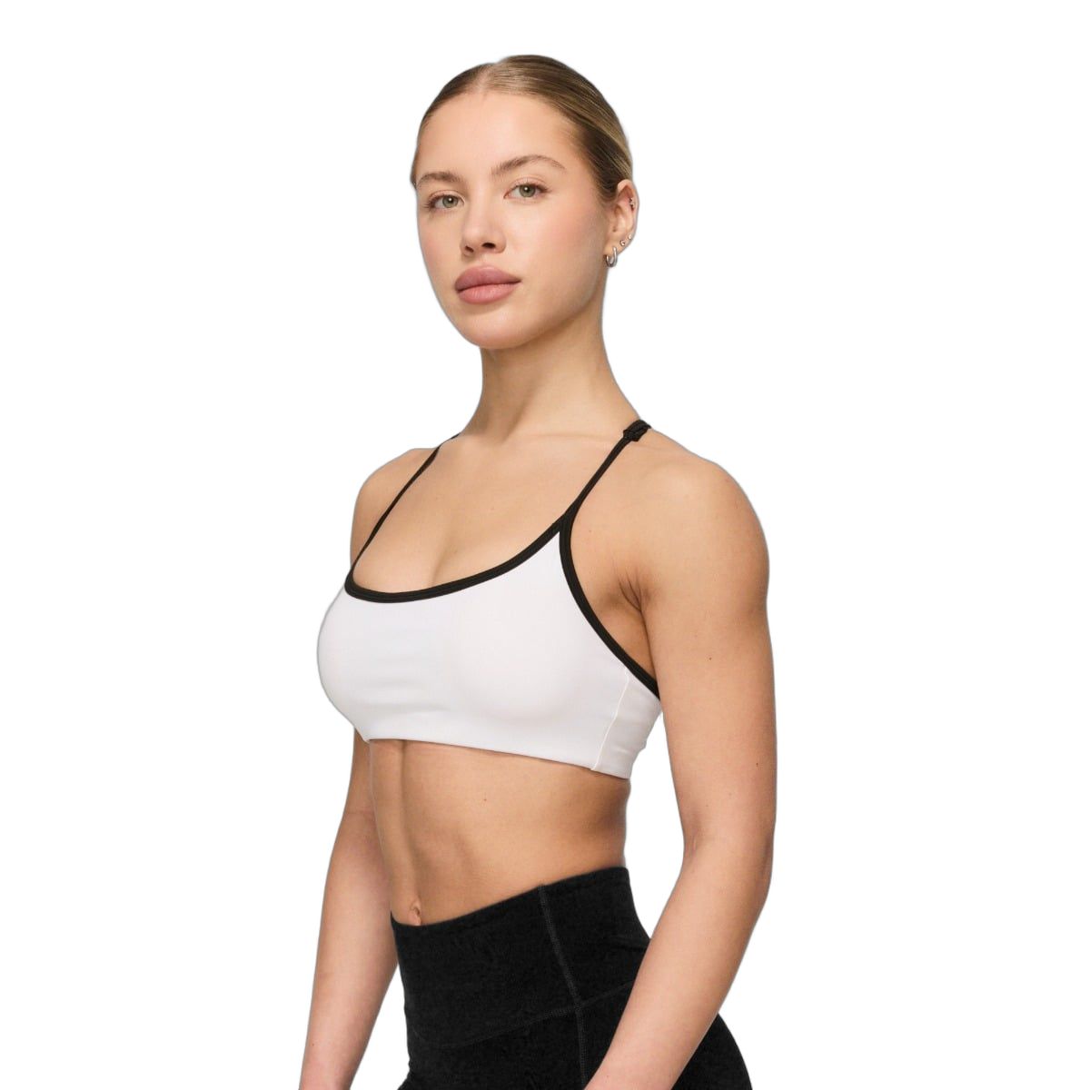 GymBeam Reggiseno sportivo donna Varsity con spalline regolabili bianco