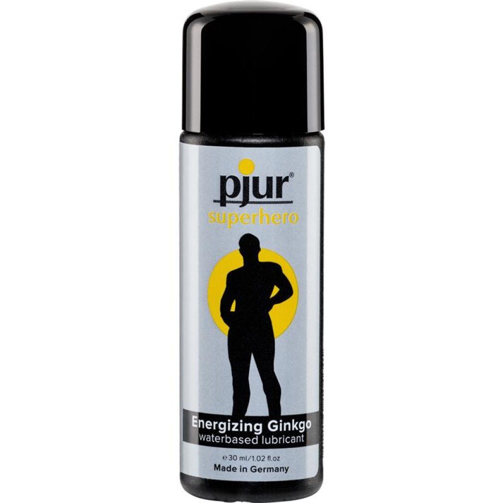Pjur Superhero Energizing Ginkgo Lubrificante, 30ml. Lubrificante a base d'acqua con estratto di Ginkgo.