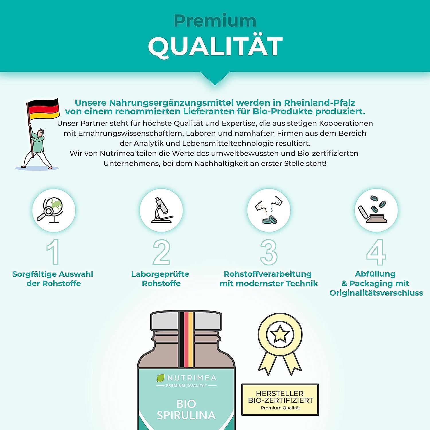 Nutrimea Spirulina pellet | QUALITÀ BIOLOGICA CERTIFICATA | Testata in laboratorio e senza additivi