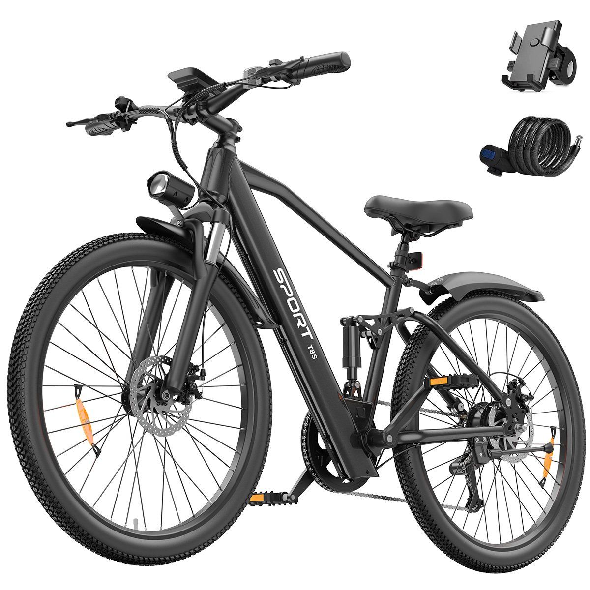 Toofly T8S Bicicletta elettrica full suspension, pneumatici da 26 pollici