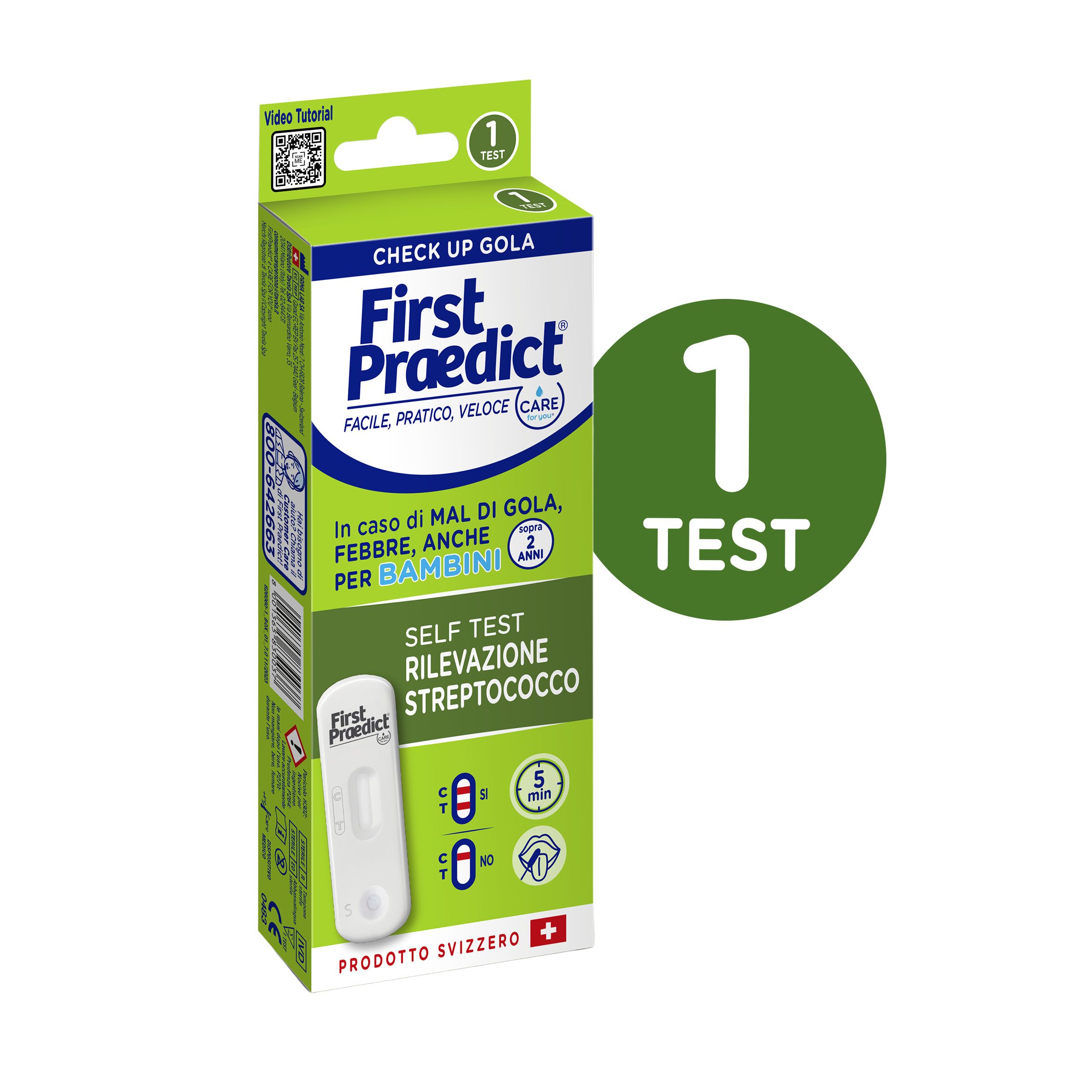 First Praedict - Self Test per la Rilevazione Rapida dello Streptococco, Kit Completo e Sicuro