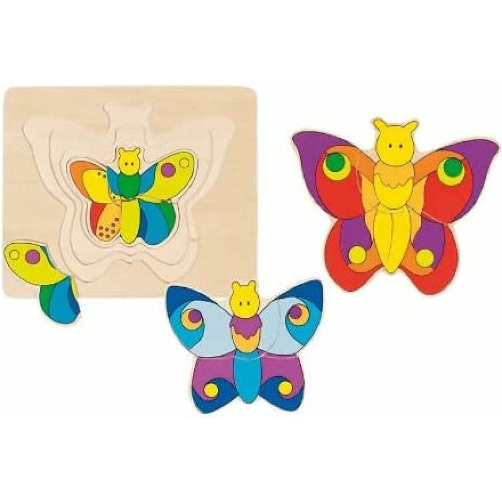 Puzzle di legno Goki a 3 strati con farfalla